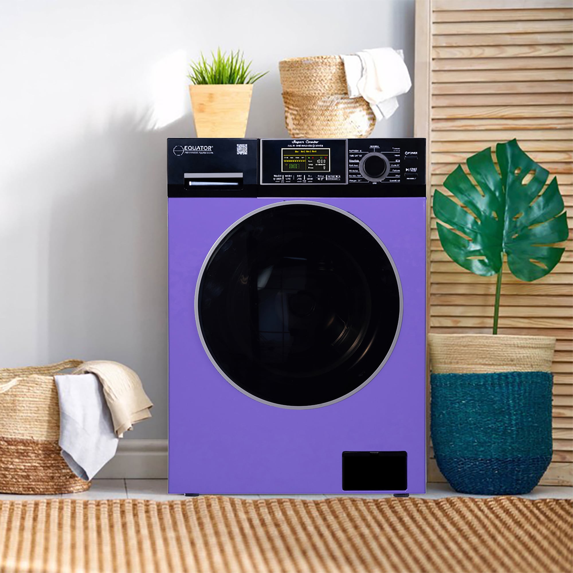 Combo Lavadora-Secadora Todo en Uno de 1.9 pies cúbicos en Azul Periwinkle/Negro con Ventilación Digital de Equator Advanced Appliances EZ 5500 CV P/B.