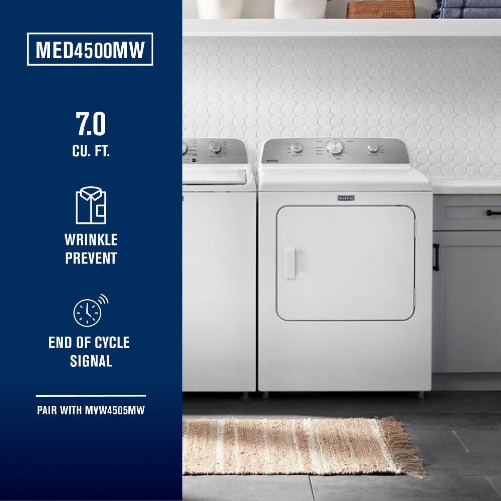 Secadora eléctrica de vapor Maytag Wrinkle Prevent de 7.0 pies cúbicos (blanco) MED4500MW