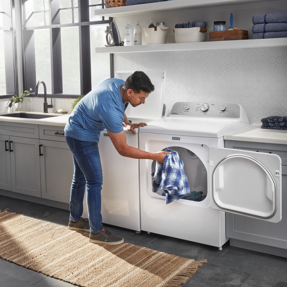 Secadora eléctrica de vapor Maytag Wrinkle Prevent de 7.0 pies cúbicos (blanco) MED4500MW