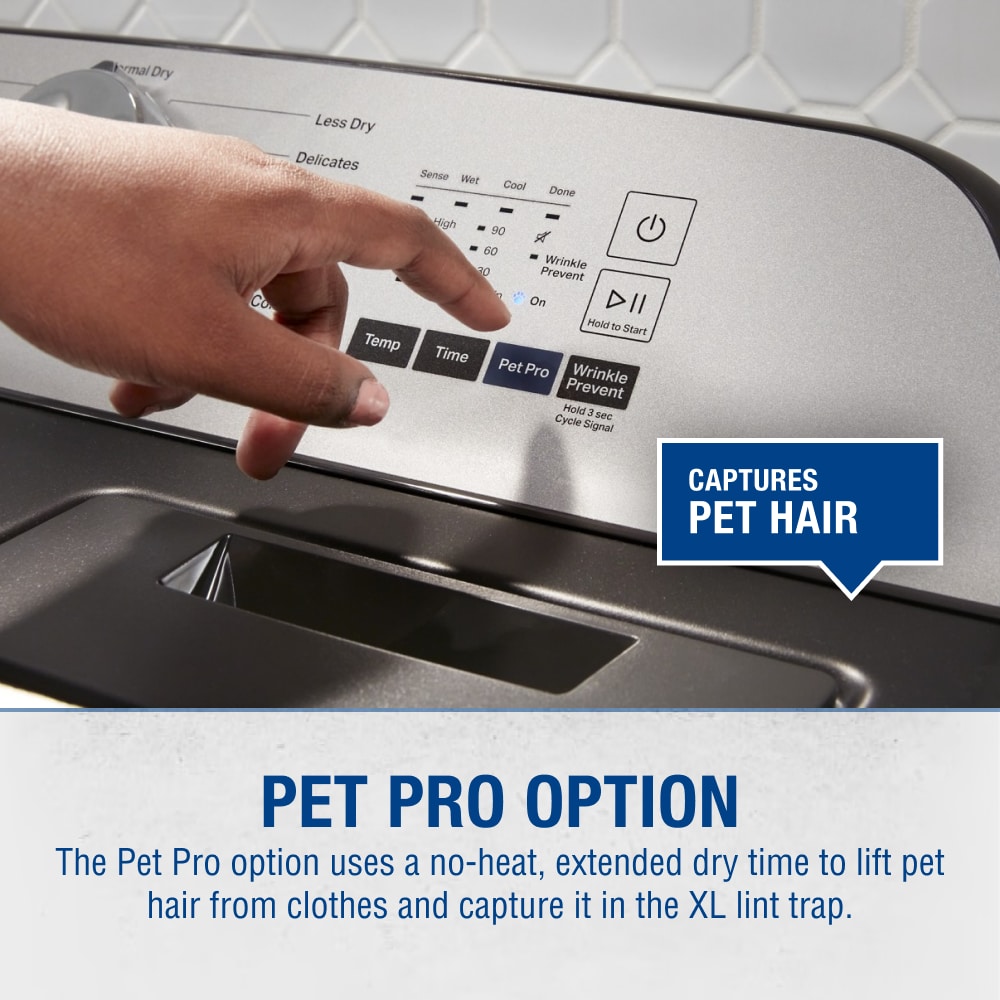 Secadora eléctrica con ciclo de vapor de 7.0 pies cúbicos para mascotas Maytag Pet Pro (Negro Volcánico) MED6500MBK
