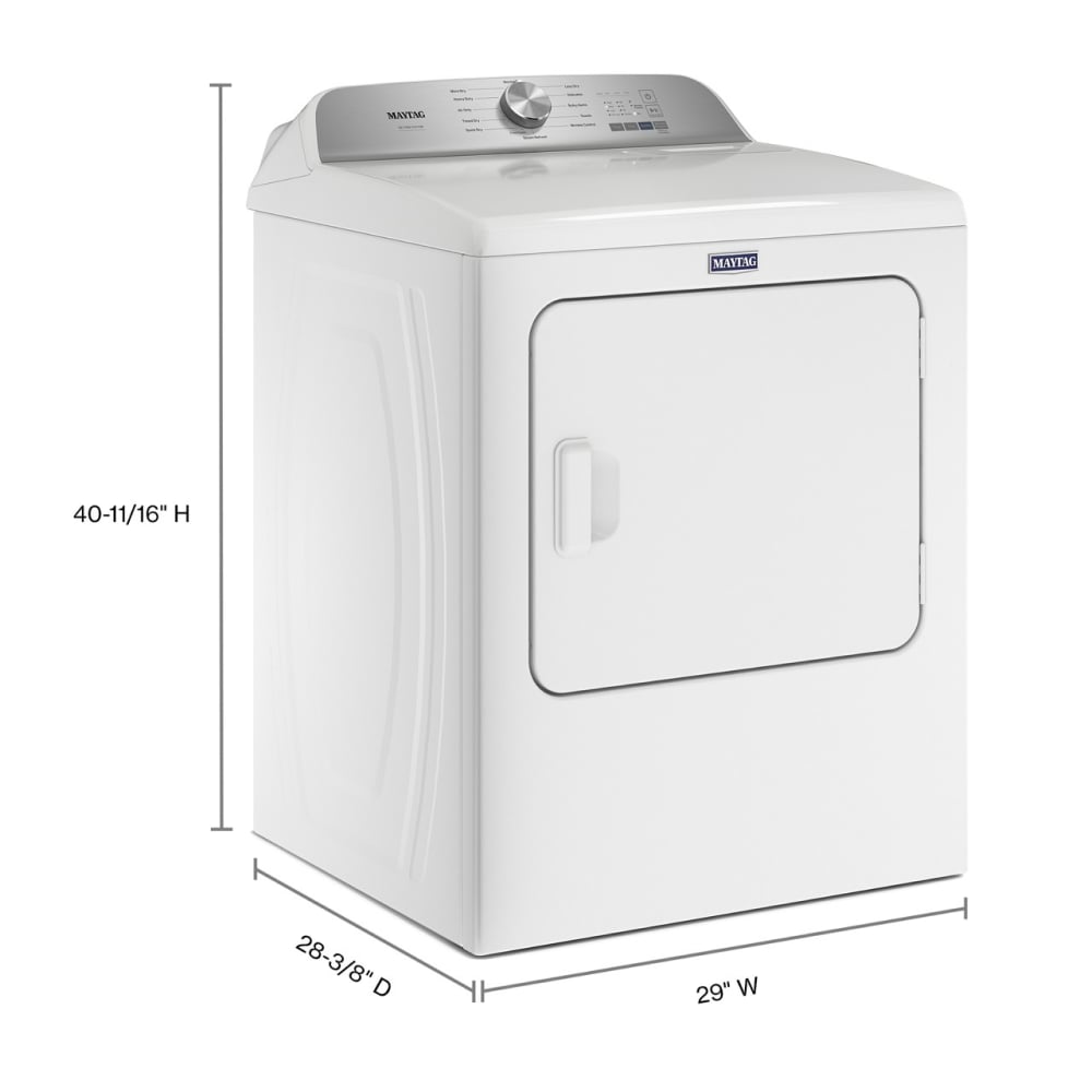Secadora eléctrica con trampa de pelusa XL de Maytag de 7.0 pies cúbicos y ciclo de vapor (blanca) MED6500MW.