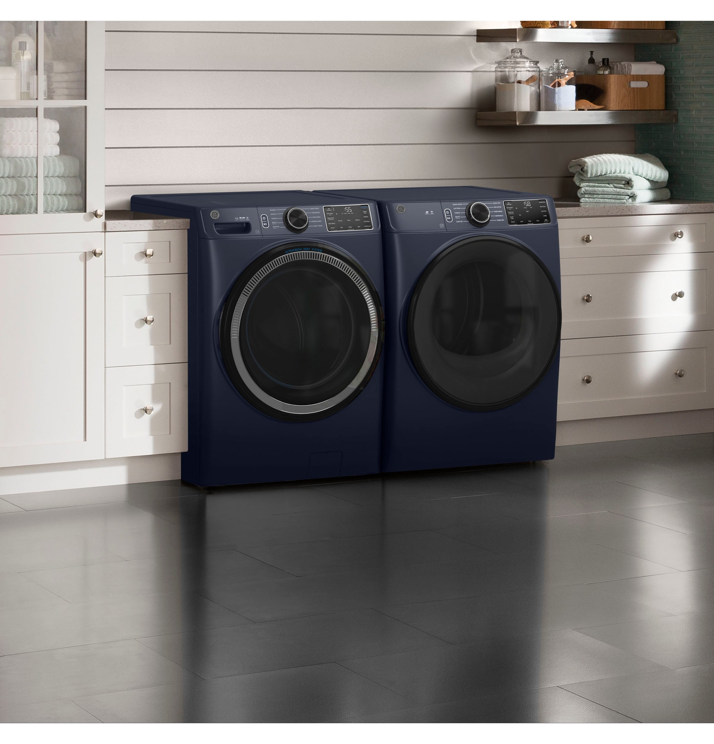 Secadora eléctrica apilable ventilada de 7.8 pies cúbicos en azul zafiro con certificación Energy Star