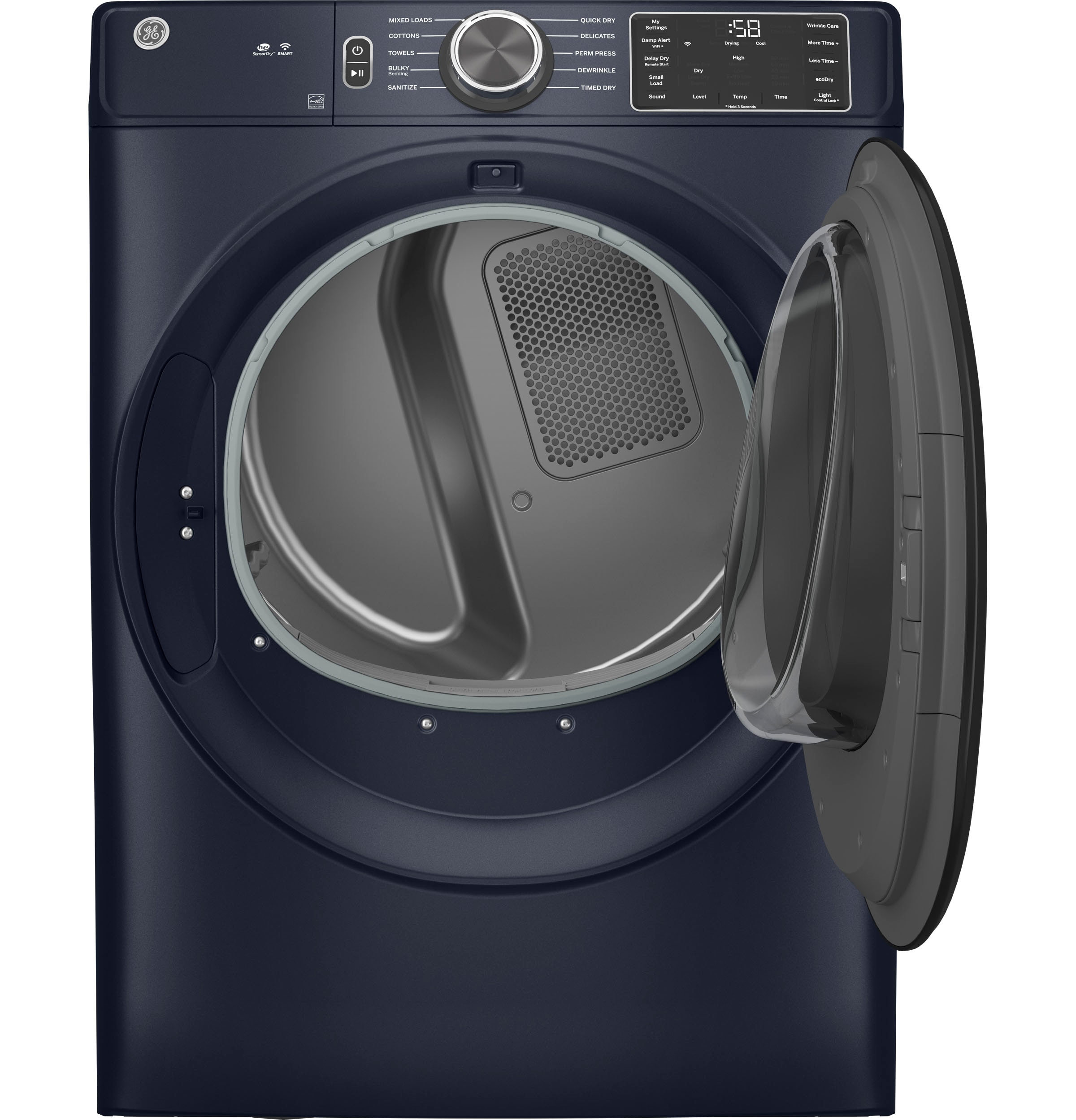 Secadora eléctrica apilable ventilada de 7.8 pies cúbicos en azul zafiro con certificación Energy Star