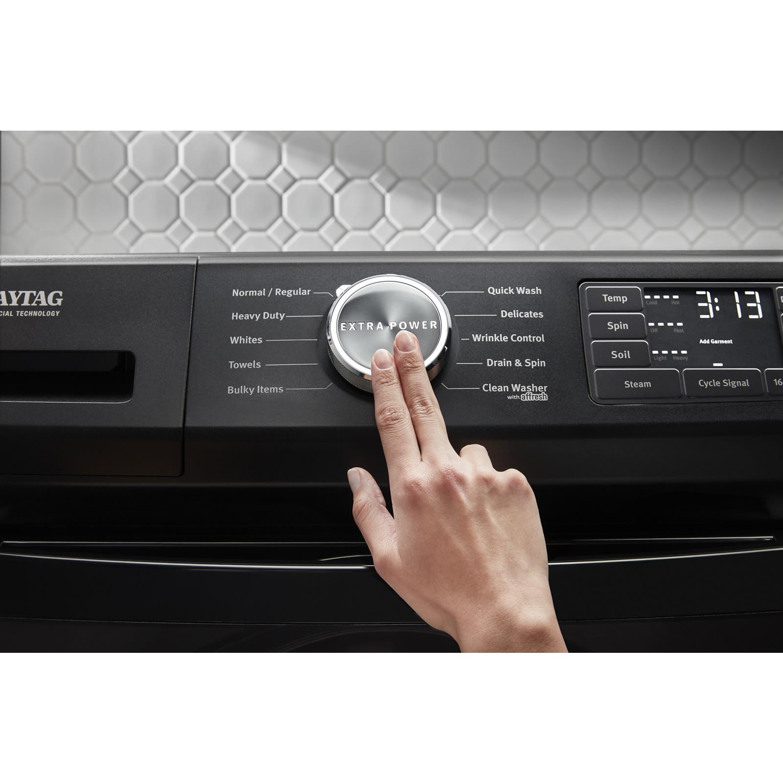 Secadora de gas apilable de ciclo de vapor de 7.3 pies cúbicos Maytag (Negro Volcánico) Certificada por Energy Star MGD6630MBK
