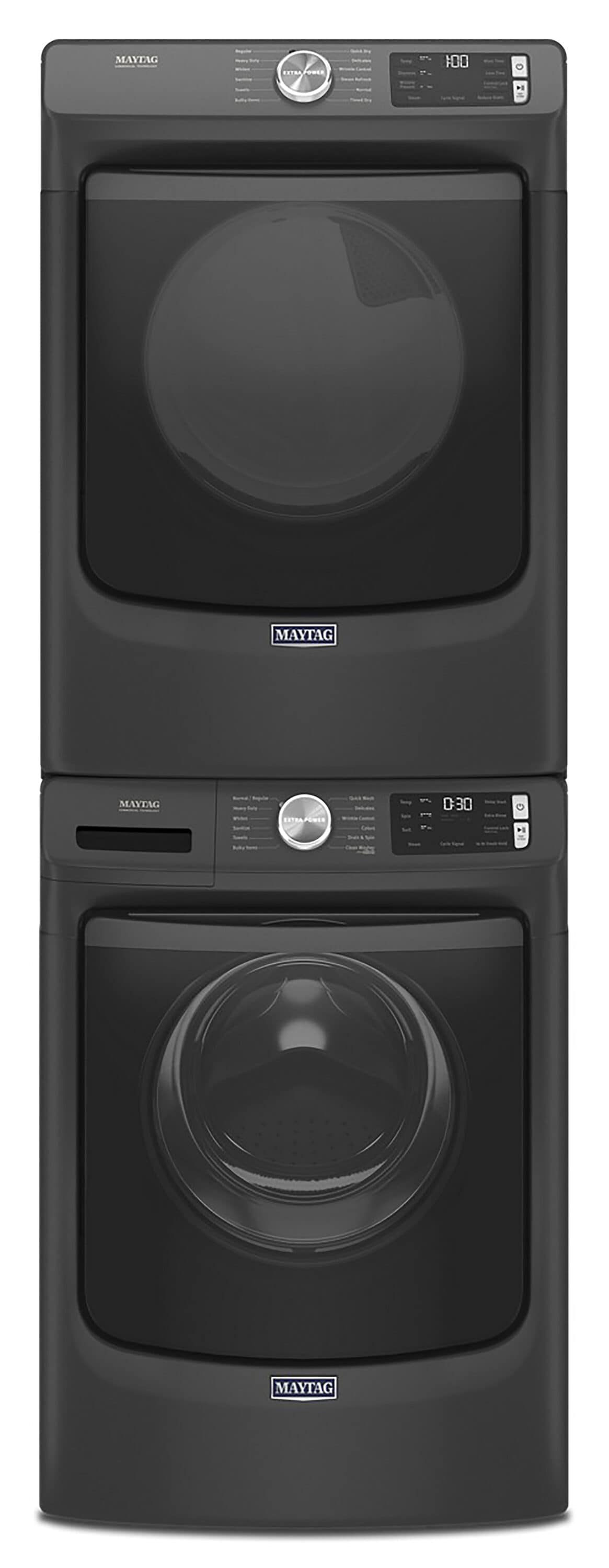 Secadora de gas apilable de ciclo de vapor de 7.3 pies cúbicos Maytag (Negro Volcánico) Certificada por Energy Star MGD6630MBK
