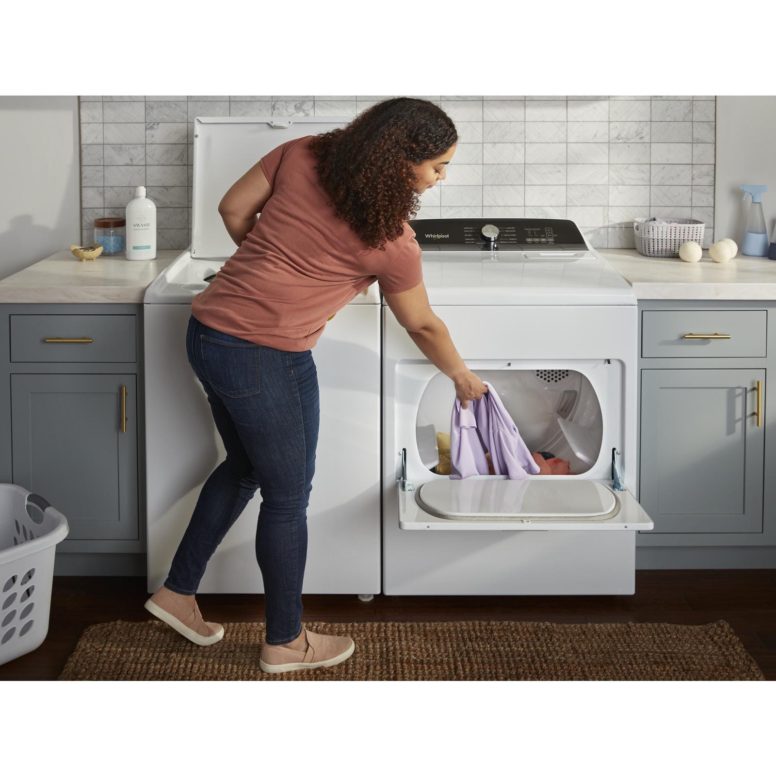 Secadora de gas ventilada Whirlpool de 7.0 pies cúbicos (blanca) WGD500RLW