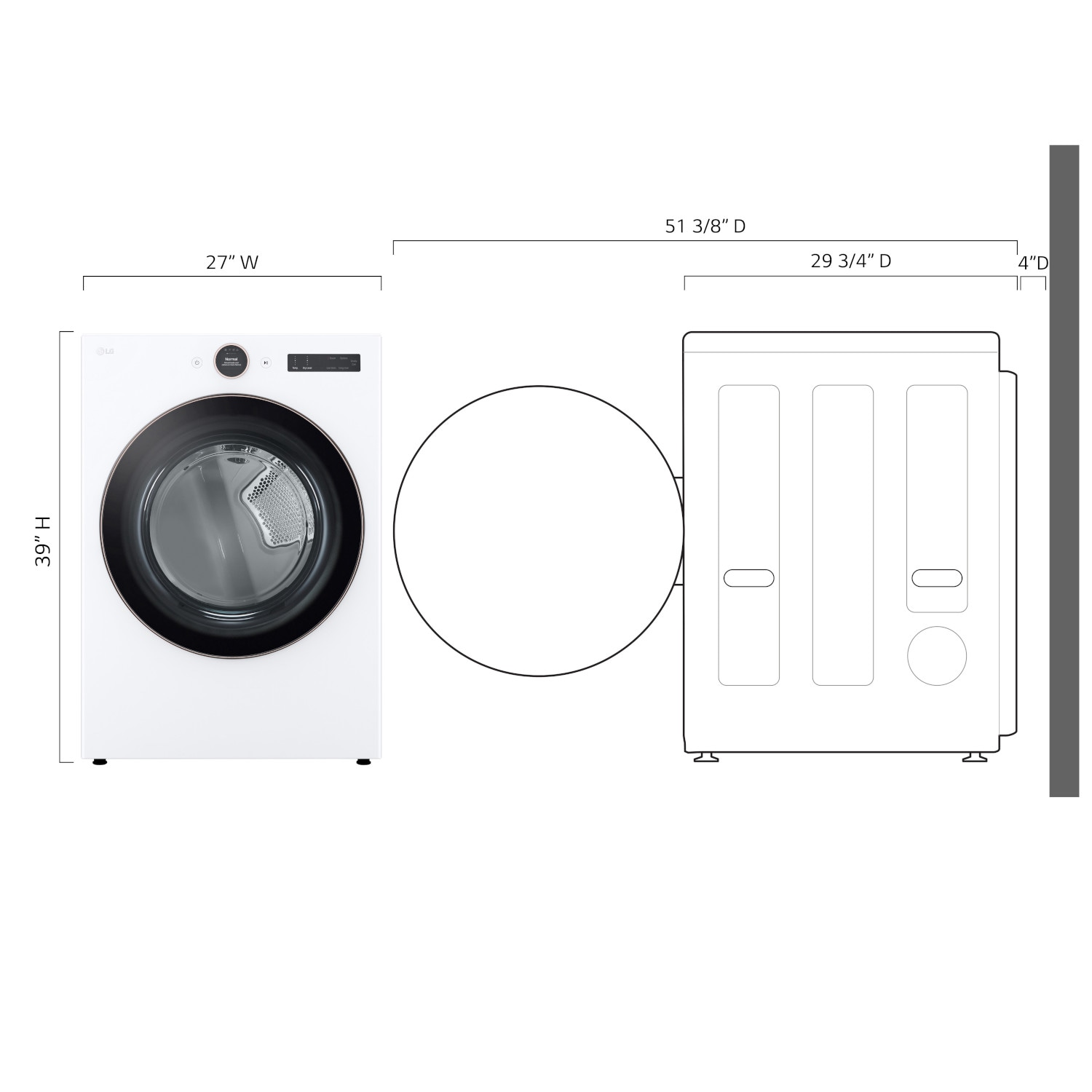 Secadora de gas apilable LG de 7.4 pies cúbicos con ciclo de vapor y compatible con tecnología inteligente (Blanco) - DLGX6501W
