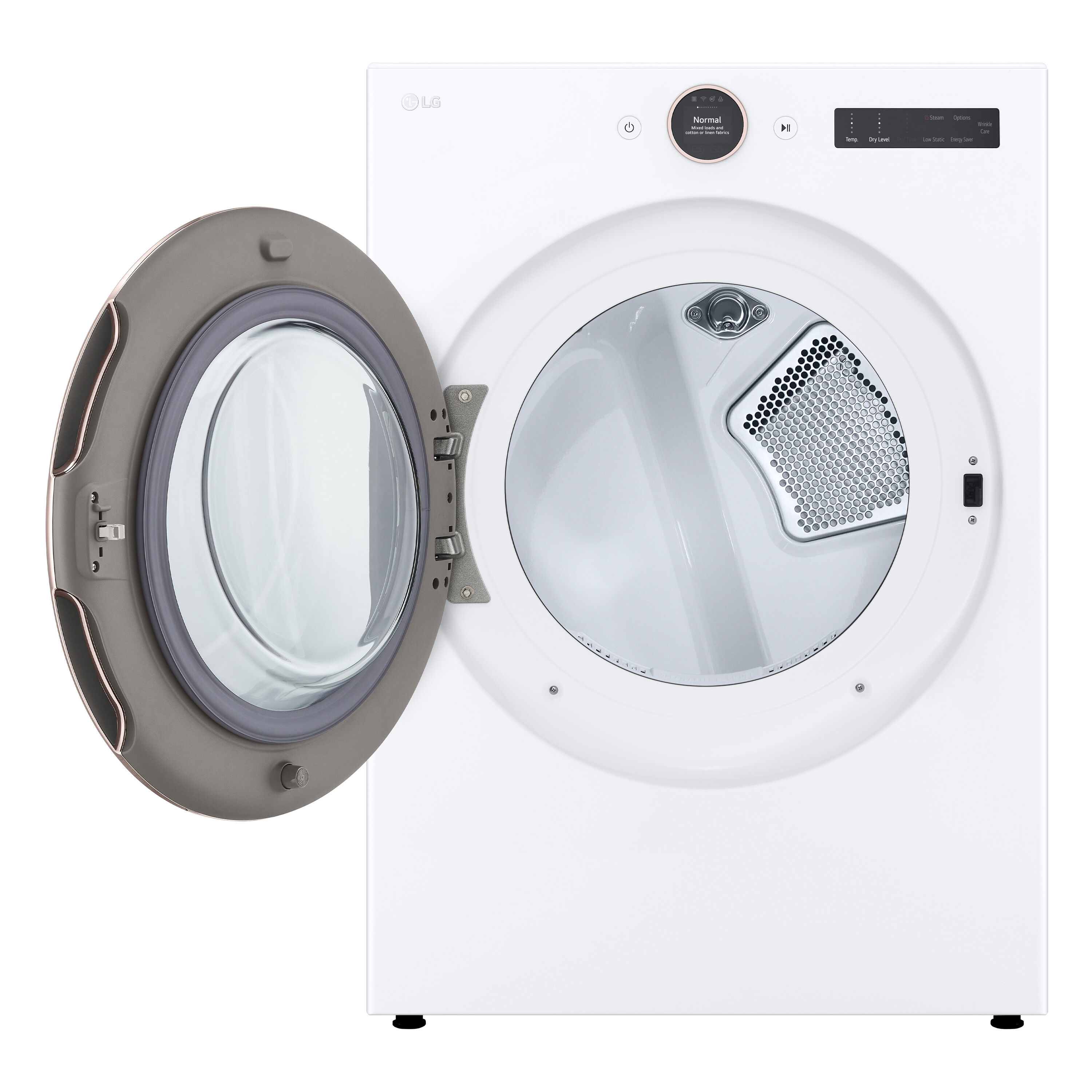 Secadora de gas apilable LG de 7.4 pies cúbicos con ciclo de vapor y compatible con tecnología inteligente (Blanco) - DLGX6501W