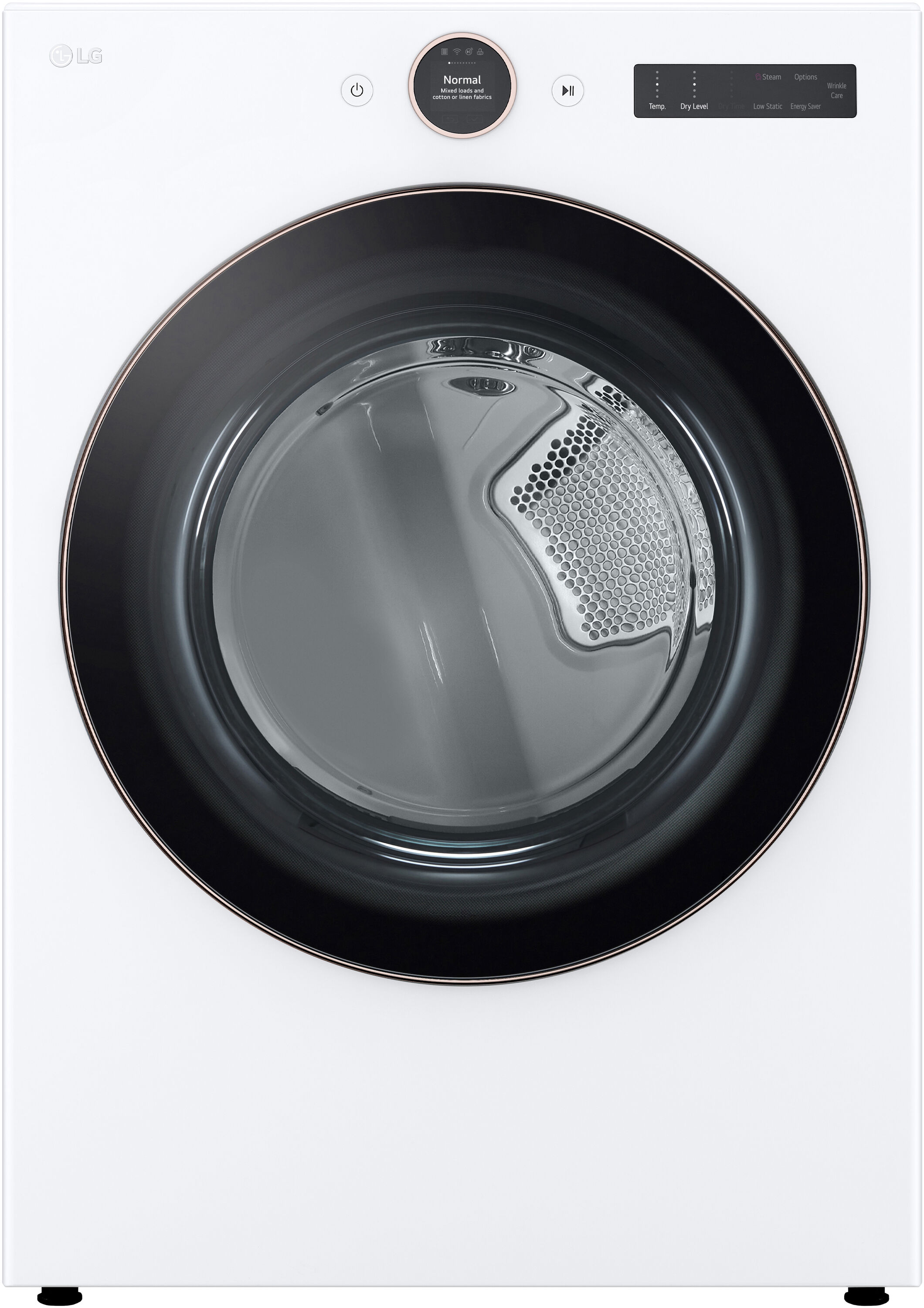 Secadora de gas apilable LG de 7.4 pies cúbicos con ciclo de vapor y compatible con tecnología inteligente (Blanco) - DLGX6501W