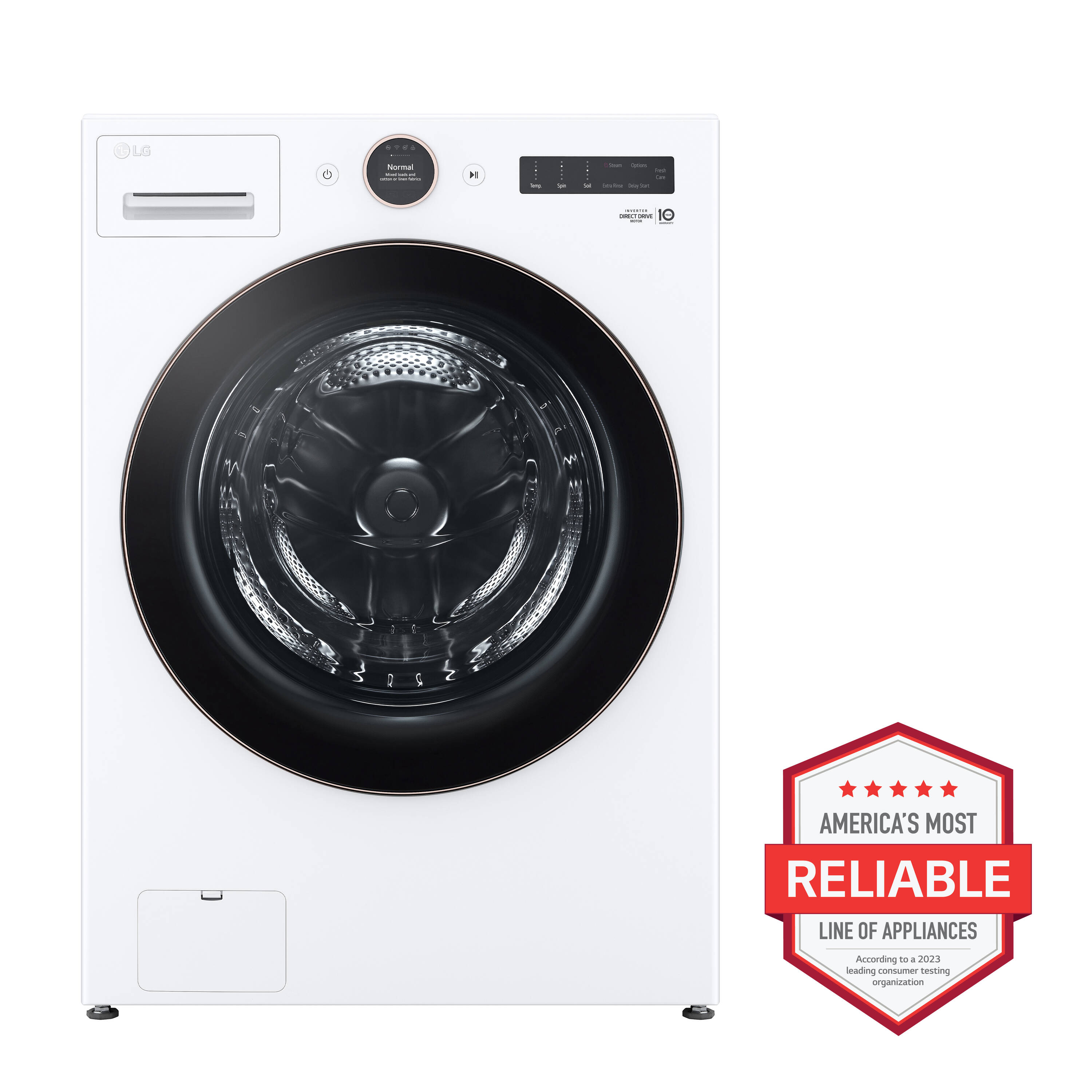 Secadora de gas apilable LG de 7.4 pies cúbicos con ciclo de vapor y compatible con tecnología inteligente (Blanco) - DLGX6501W