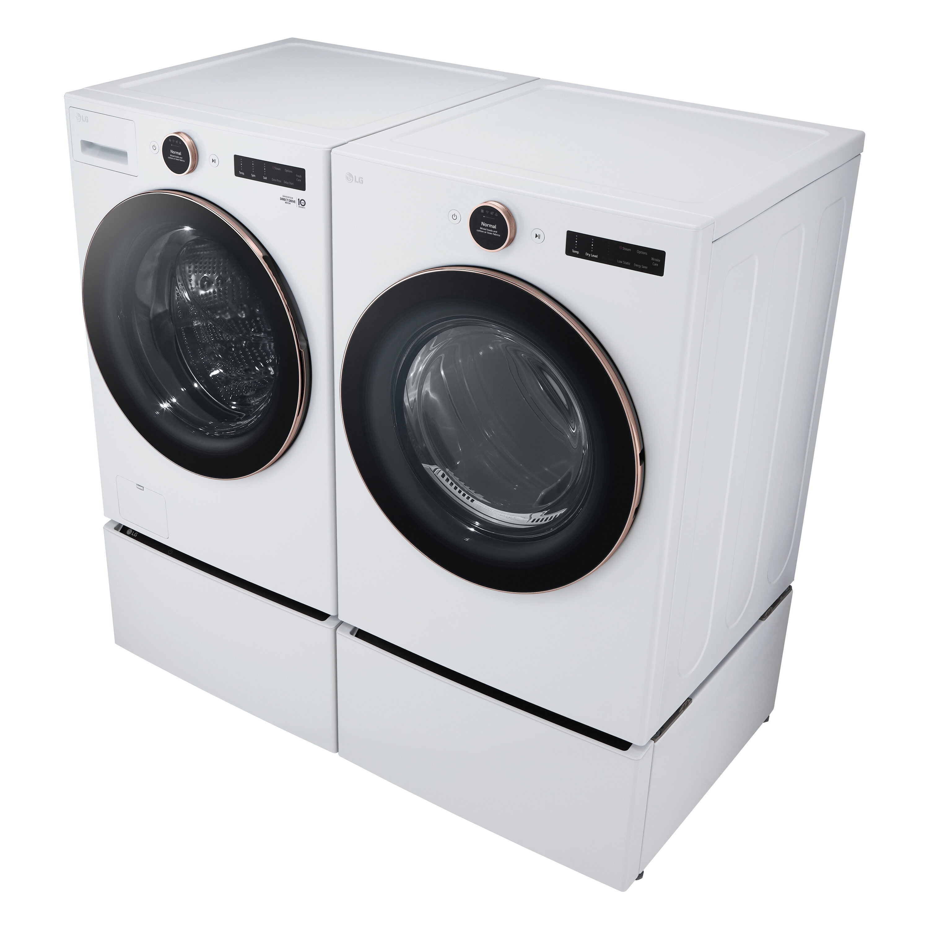 Secadora de gas apilable LG de 7.4 pies cúbicos con ciclo de vapor y compatible con tecnología inteligente (Blanco) - DLGX6501W