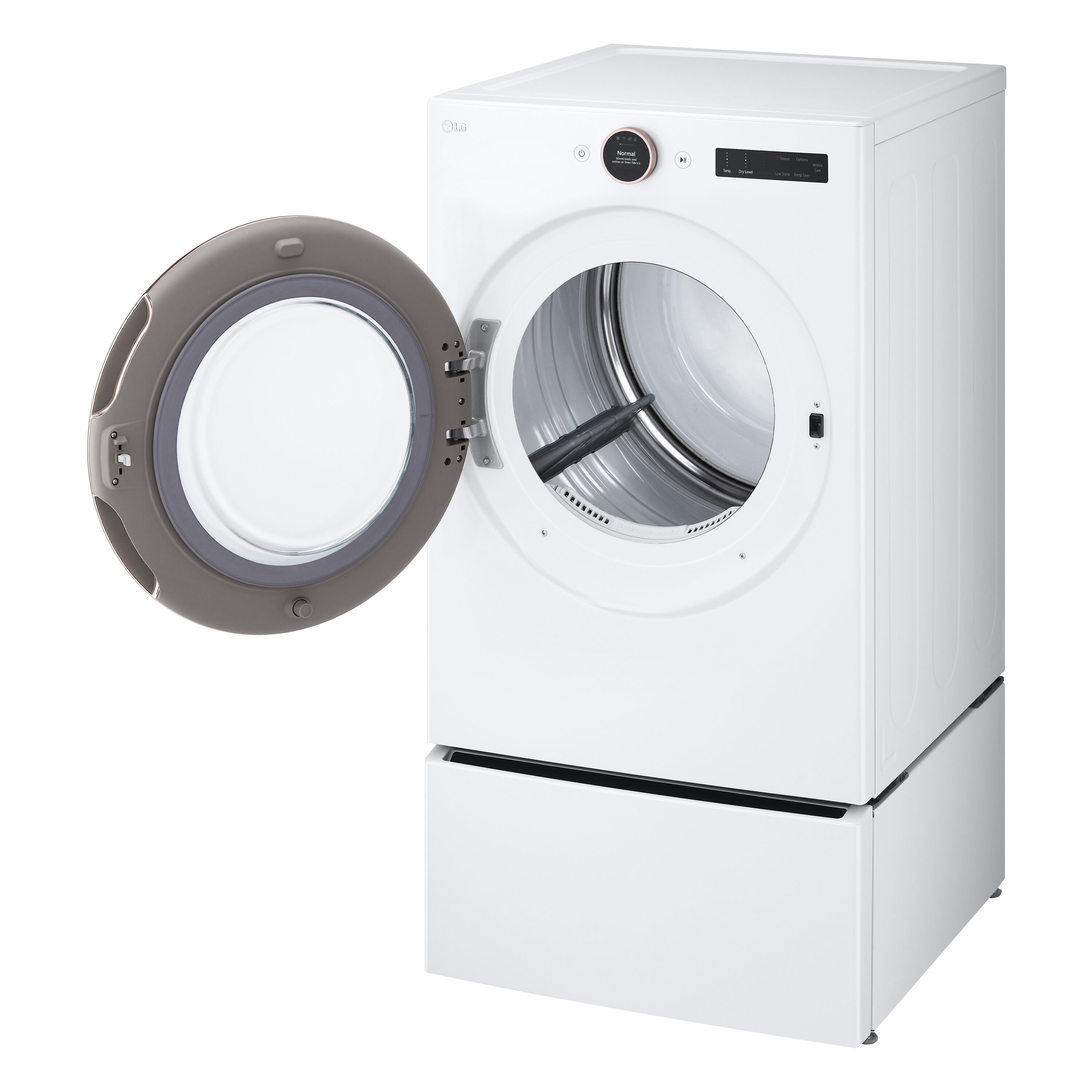 Secadora de gas apilable LG de 7.4 pies cúbicos con ciclo de vapor y compatible con tecnología inteligente (Blanco) - DLGX6501W