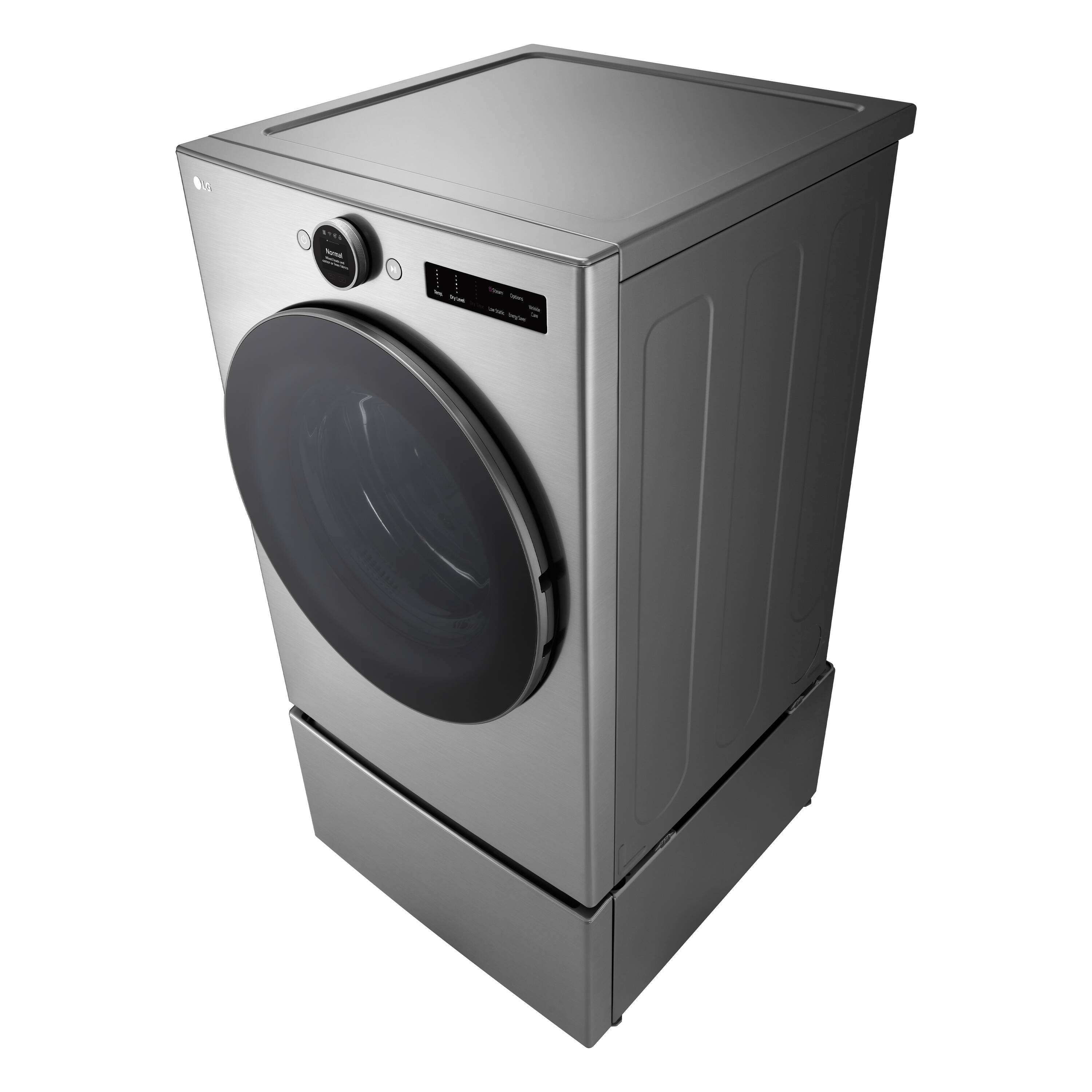 Secadora de gas compatible con inteligencia artificial de LG TurboSteam de 7.4 pies cúbicos, ciclo de vapor apilable con ventilación (Acero grafito) con certificación Energy Star DLGX5501V