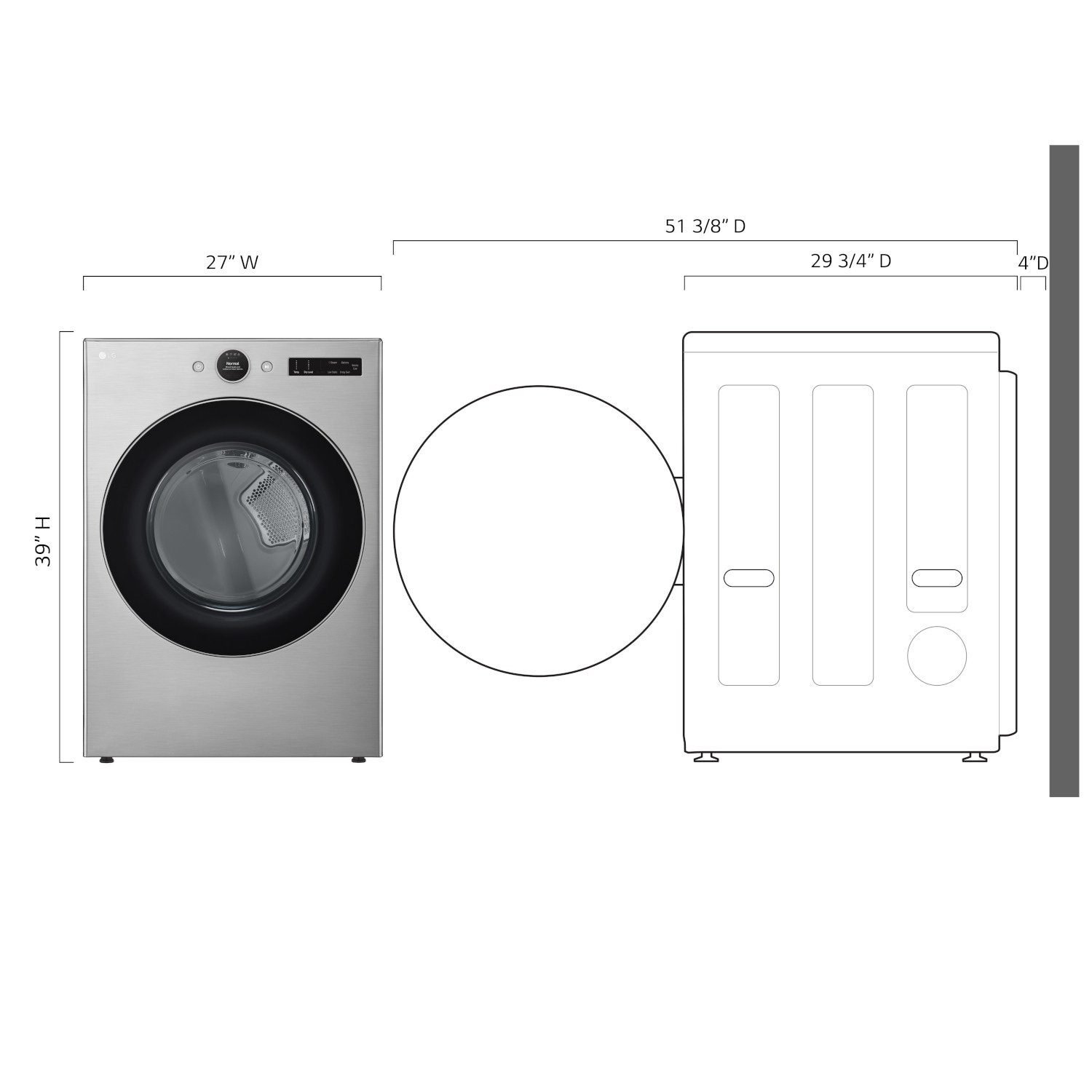 Secadora de gas compatible con inteligencia artificial de LG TurboSteam de 7.4 pies cúbicos, ciclo de vapor apilable con ventilación (Acero grafito) con certificación Energy Star DLGX5501V