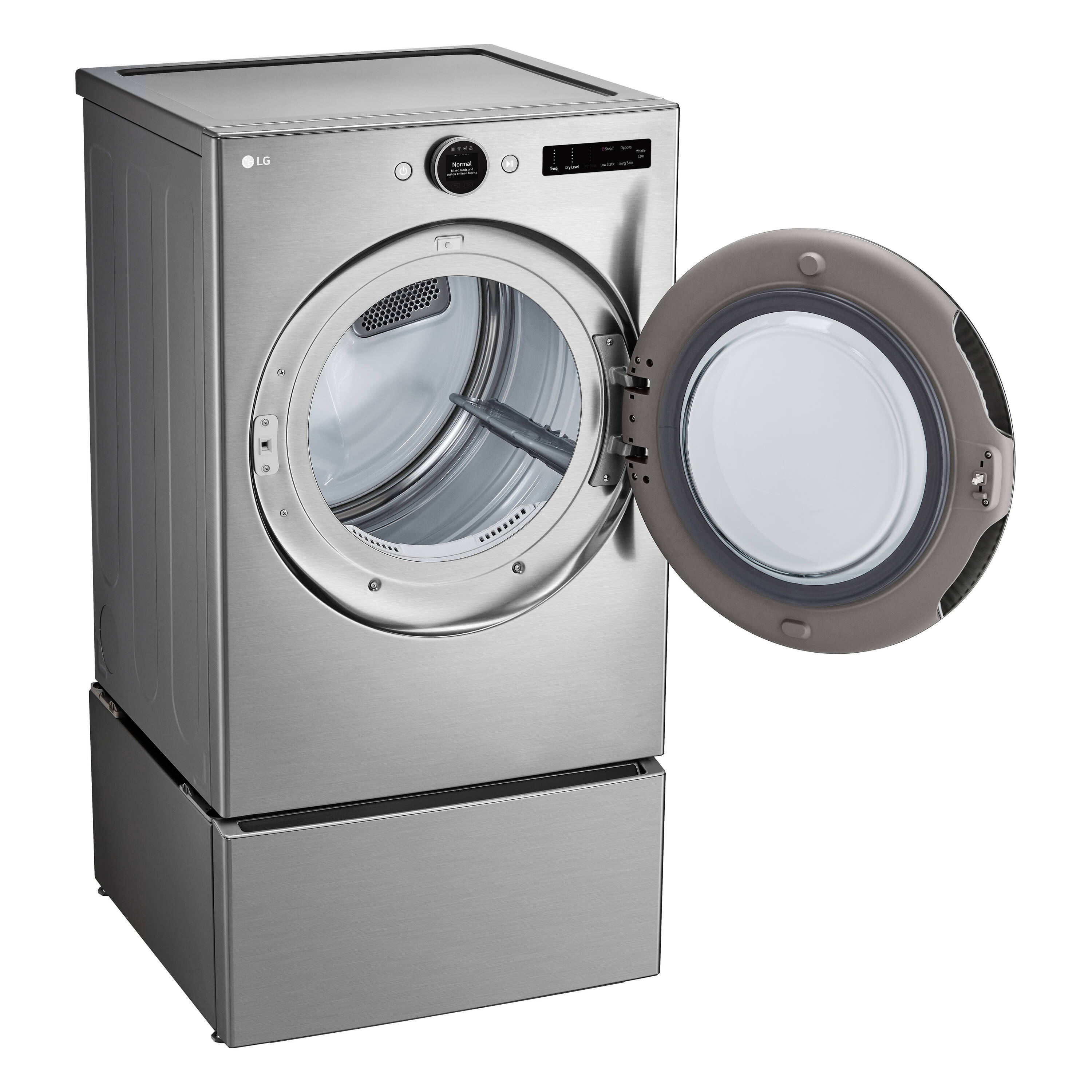 Secadora de gas compatible con inteligencia artificial de LG TurboSteam de 7.4 pies cúbicos, ciclo de vapor apilable con ventilación (Acero grafito) con certificación Energy Star DLGX5501V