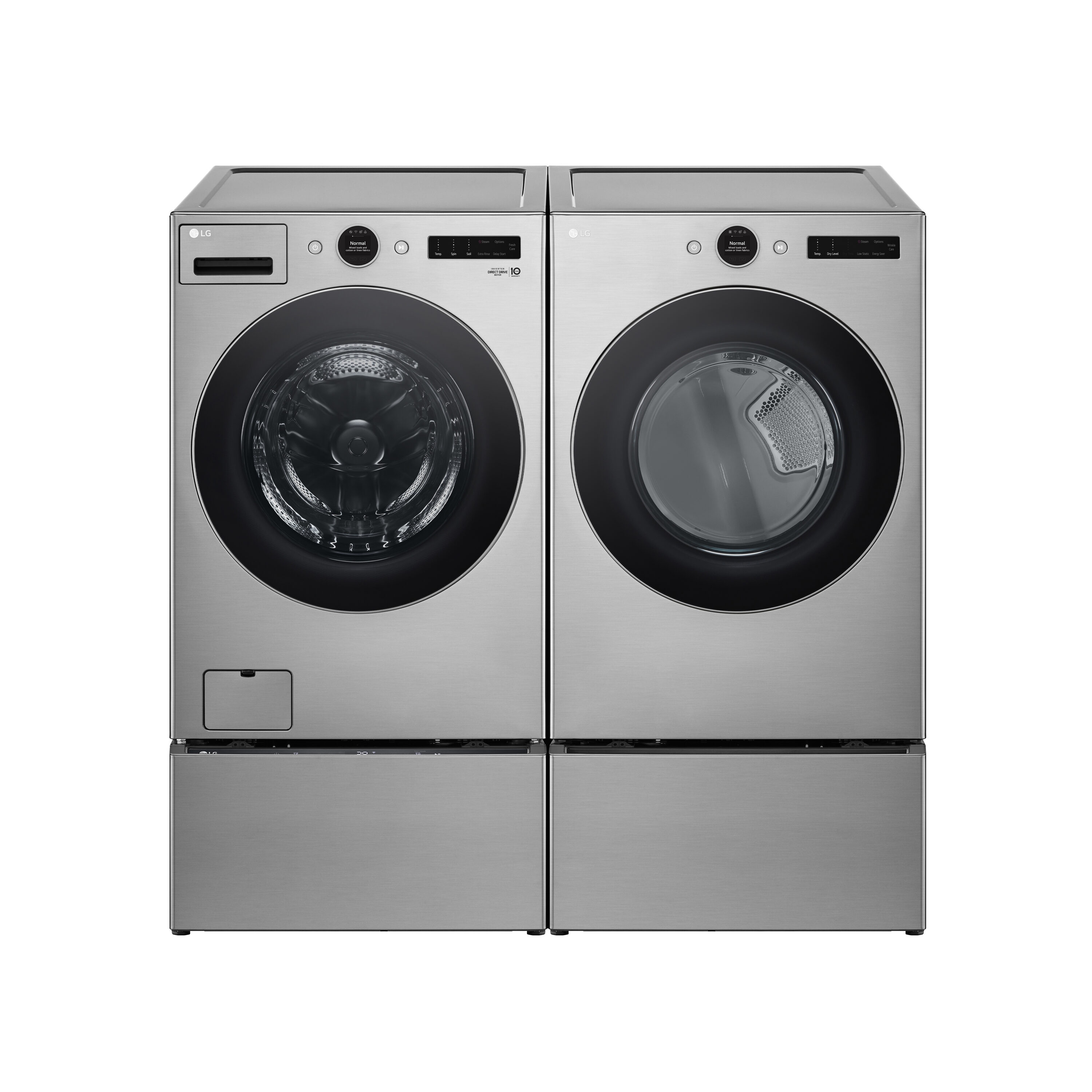 Secadora de gas compatible con inteligencia artificial de LG TurboSteam de 7.4 pies cúbicos, ciclo de vapor apilable con ventilación (Acero grafito) con certificación Energy Star DLGX5501V
