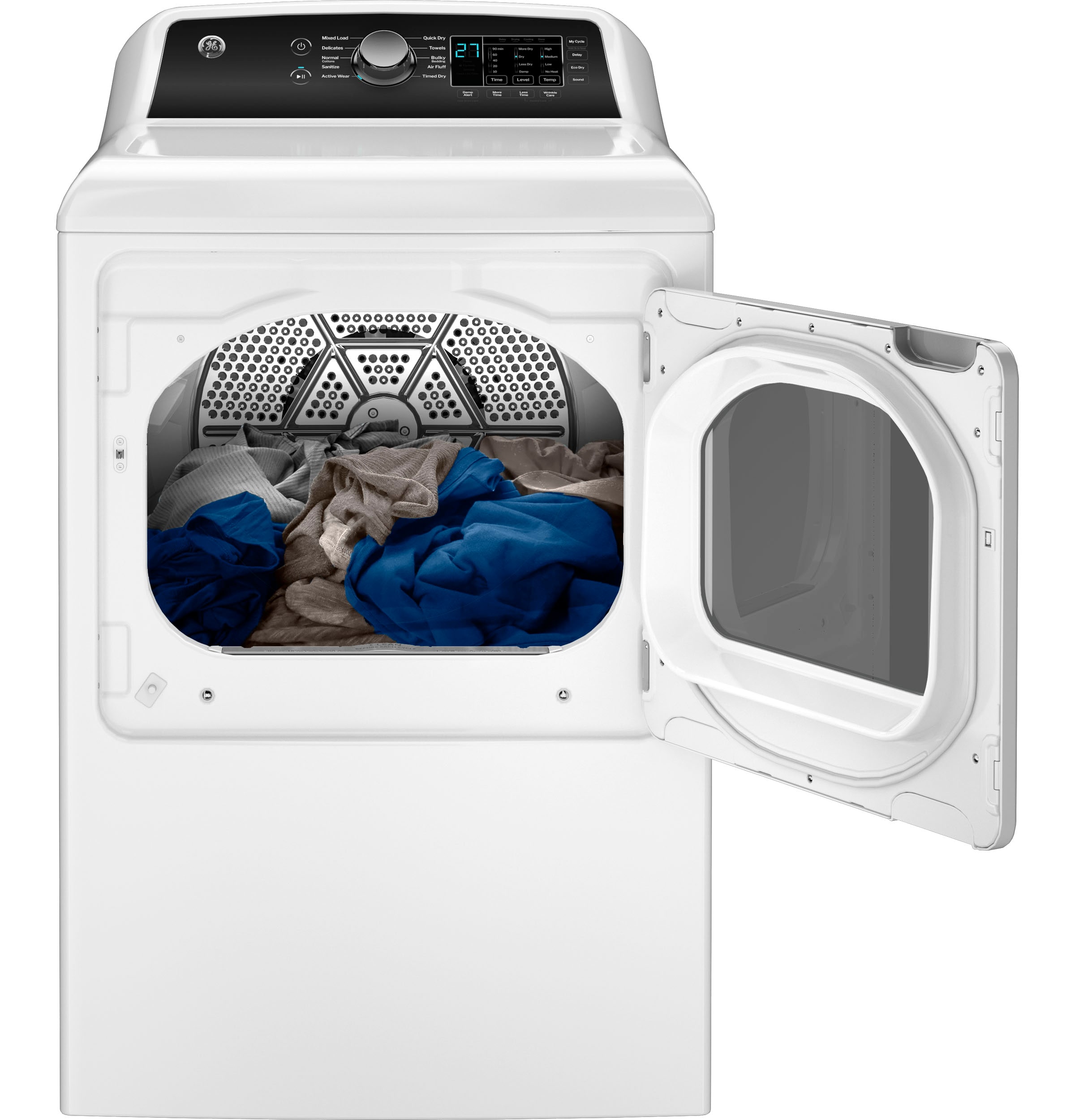 Secadora eléctrica con ventilación de 7.4 pies cúbicos (blanca)