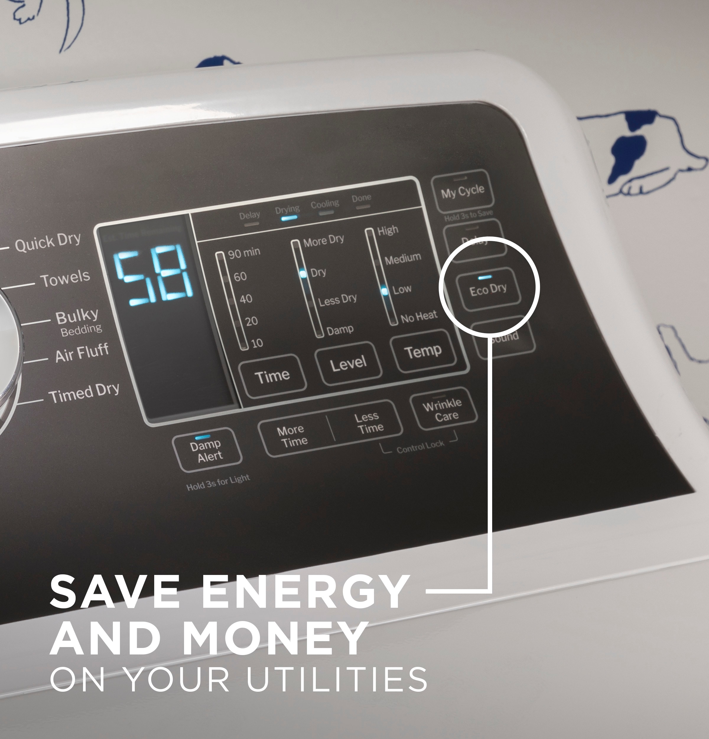 Secadora eléctrica con ventilación de 7.4 pies cúbicos (blanca)