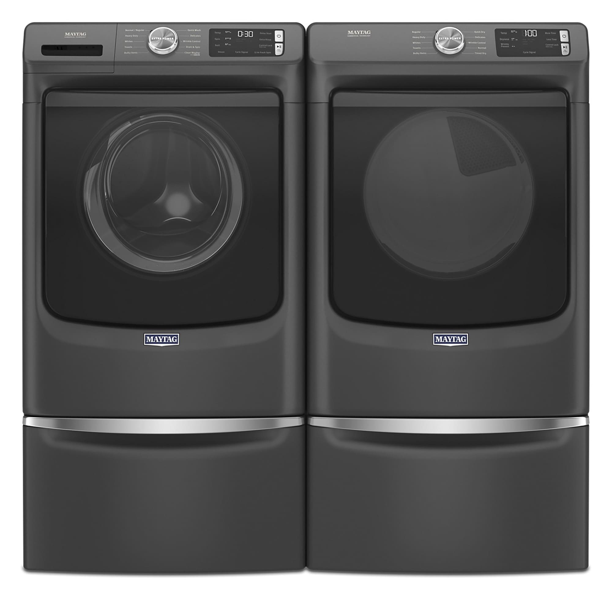 Secadora eléctrica ventilada apilable de 7.3 pies cúbicos (Negro Volcán) certificada por Energy Star MED5630MBK de Maytag