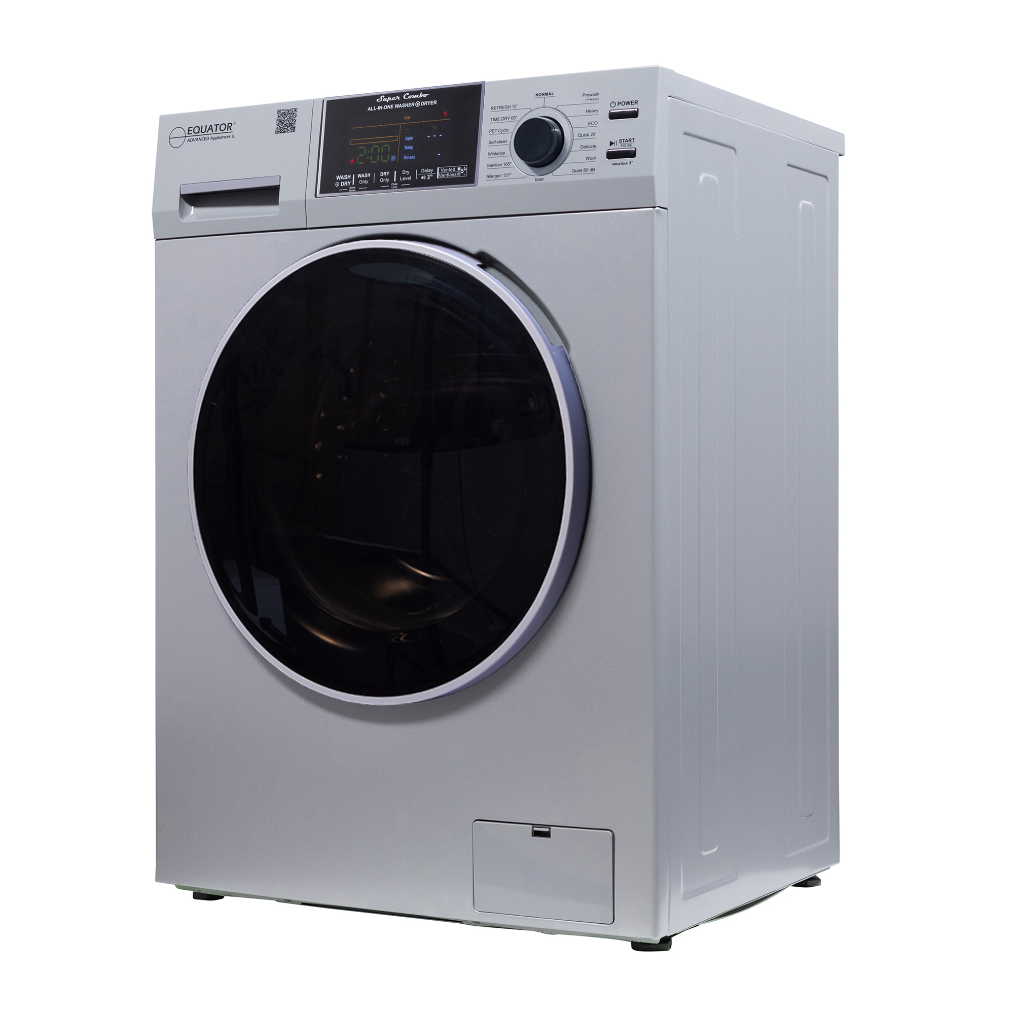 Lavadora Secadora Todo en Uno Compacta para Mascotas de Capacidad de 1.62 pies cúbicos en Plata Avanzada de Equator Electrdomésticos EZ 4600 S
