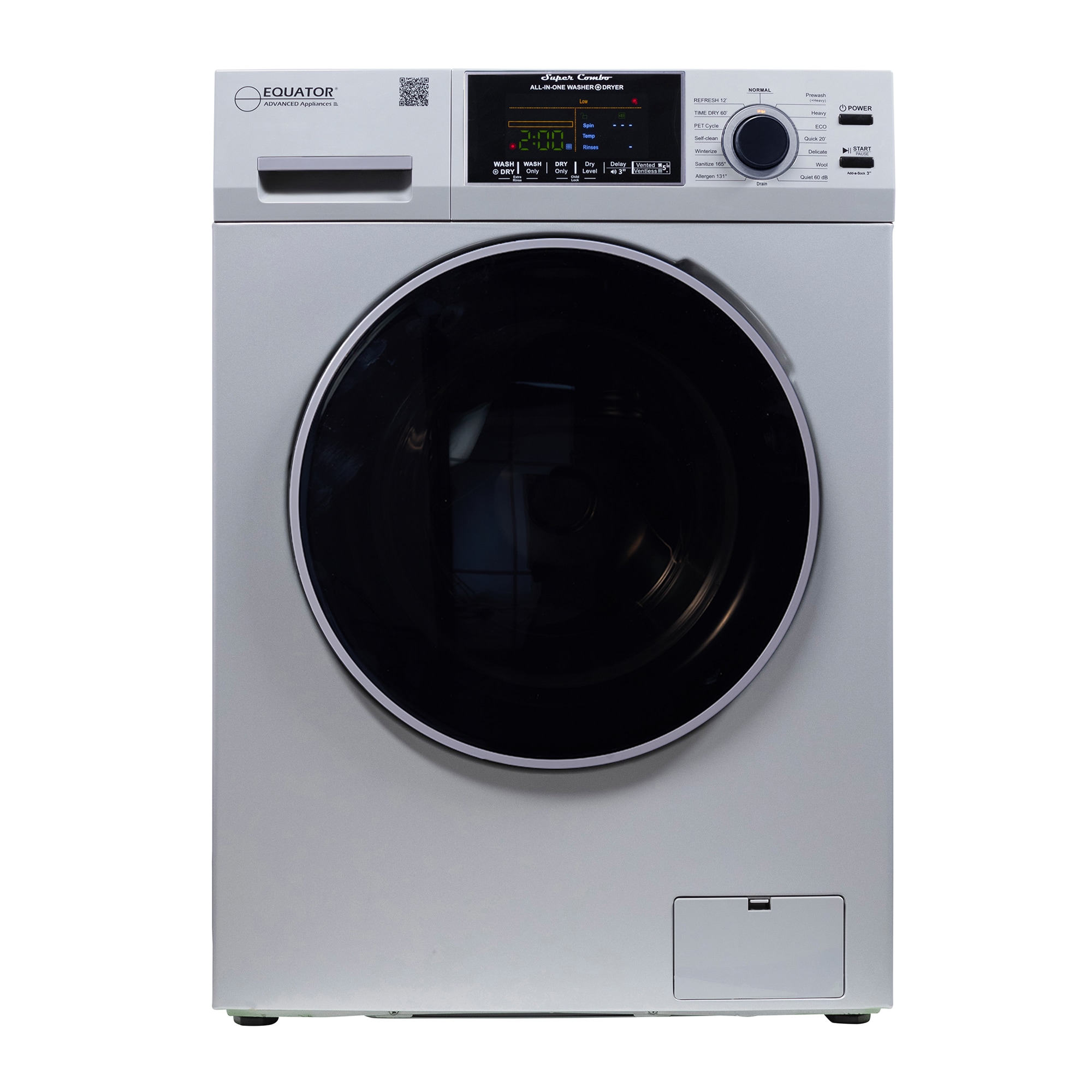 Lavadora Secadora Todo en Uno Compacta para Mascotas de Capacidad de 1.62 pies cúbicos en Plata Avanzada de Equator Electrdomésticos EZ 4600 S