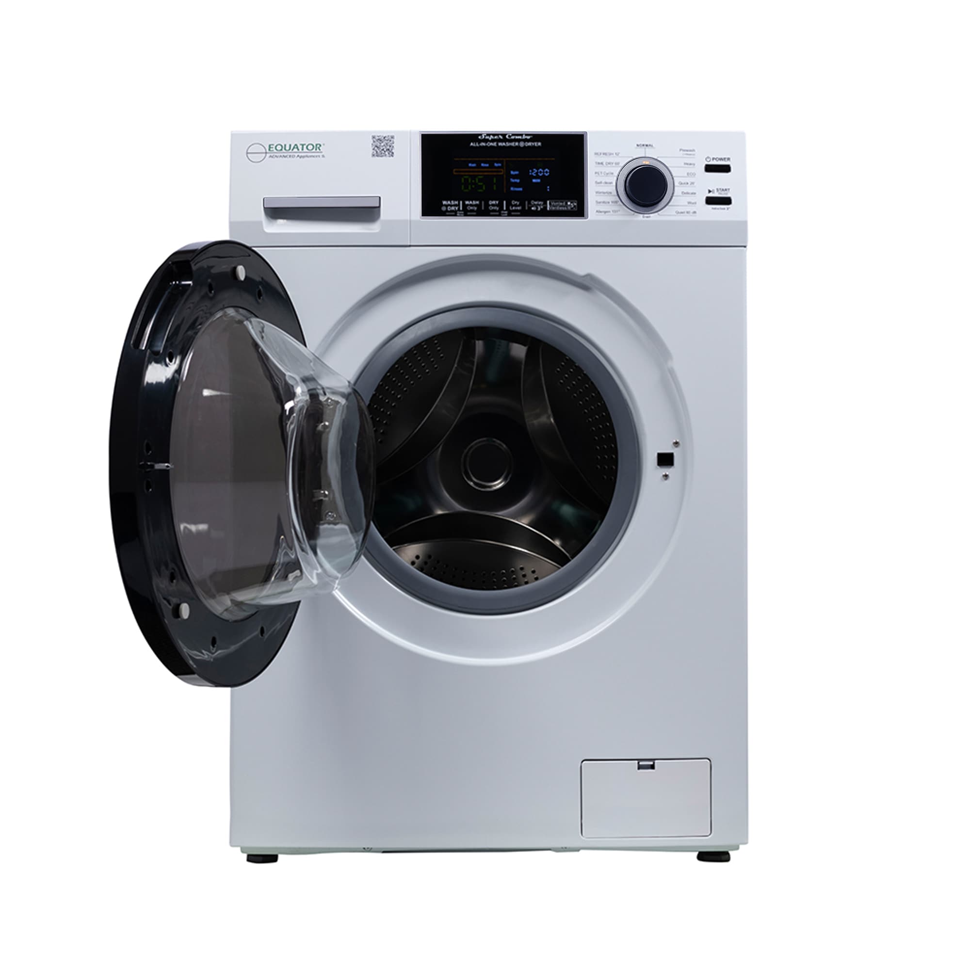 Lavadora Secadora Todo en Uno Compacta para Mascotas de Capacidad de 1.62 pies cúbicos en Plata Avanzada de Equator Electrdomésticos EZ 4600 S