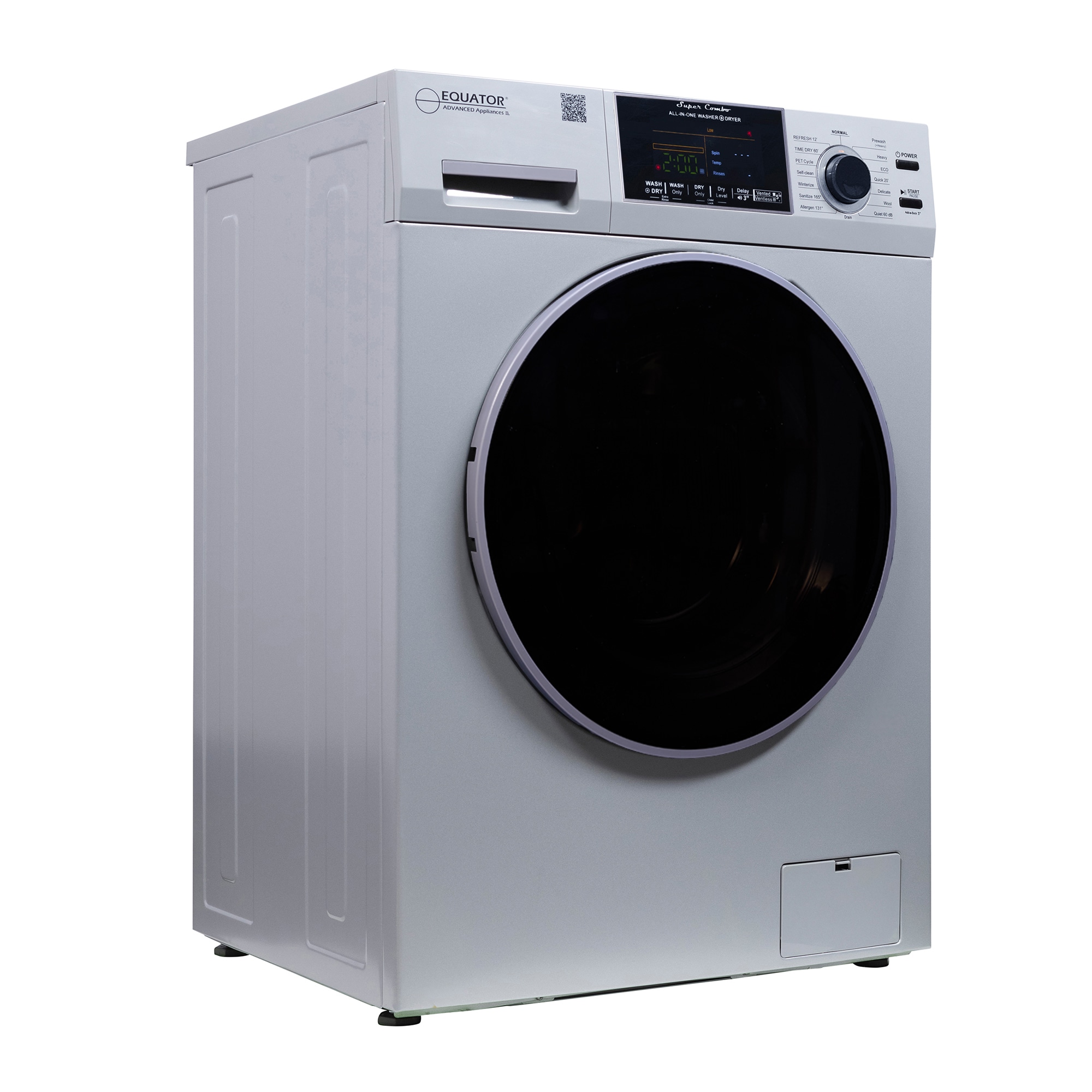 Lavadora Secadora Todo en Uno Compacta para Mascotas de Capacidad de 1.62 pies cúbicos en Plata Avanzada de Equator Electrdomésticos EZ 4600 S