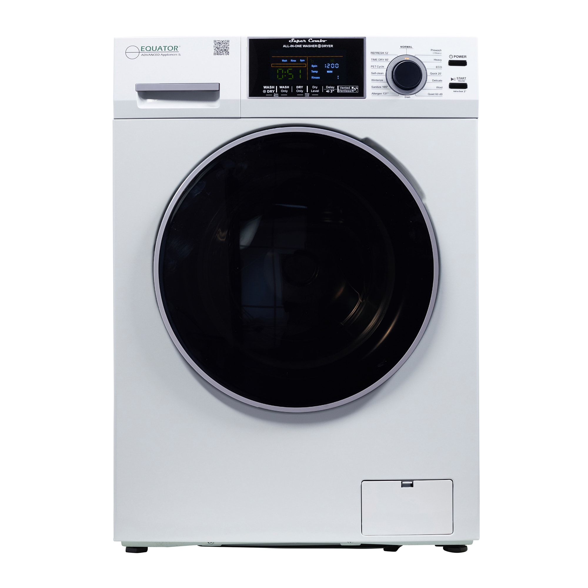 Lavadora Secadora Todo en Uno Compacta para Mascotas de Equator Advanced Appliances, Capacidad 1.62 pies cúbicos, color blanco, Modelo EZ 4600 W