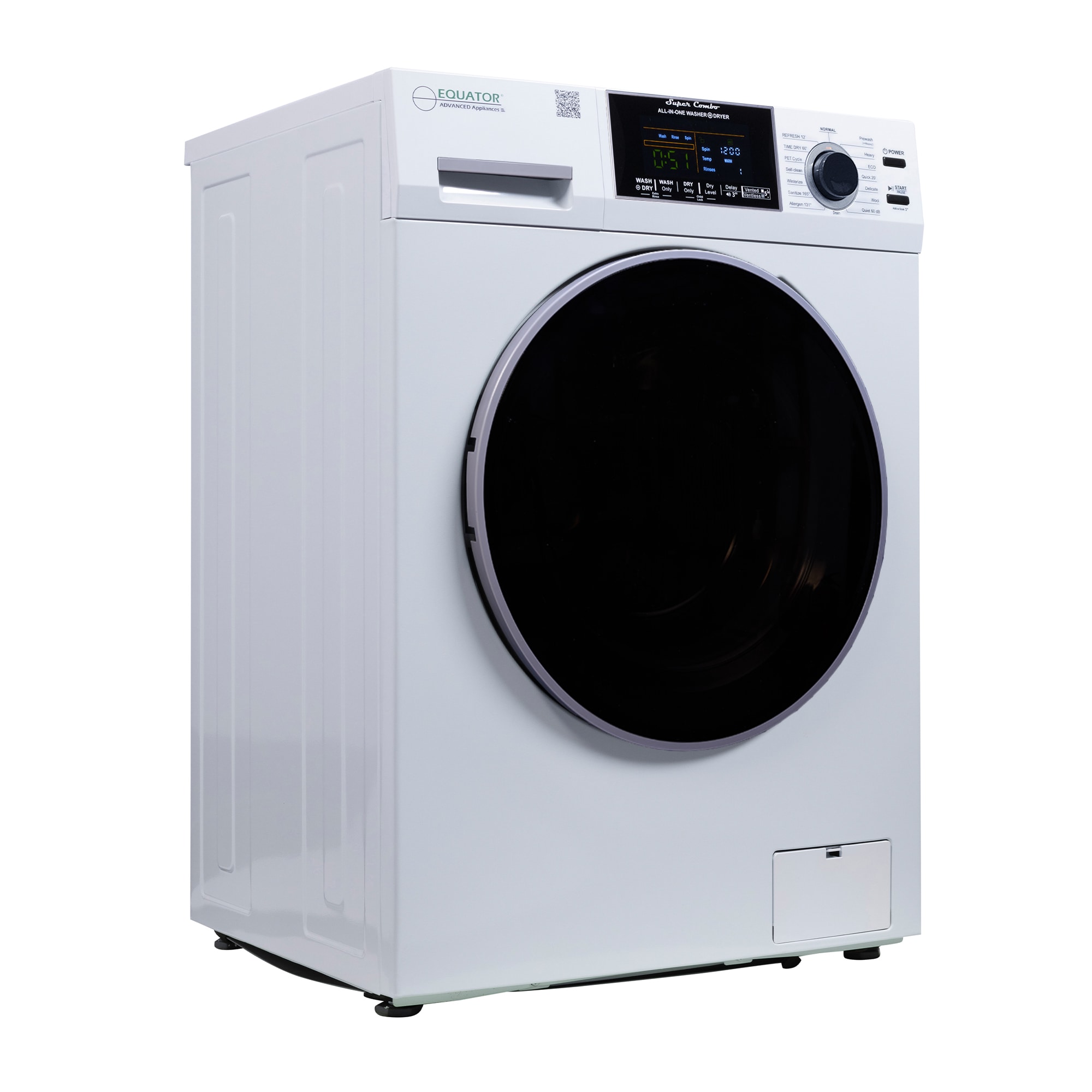 Lavadora Secadora Todo en Uno Compacta para Mascotas de Equator Advanced Appliances, Capacidad 1.62 pies cúbicos, color blanco, Modelo EZ 4600 W