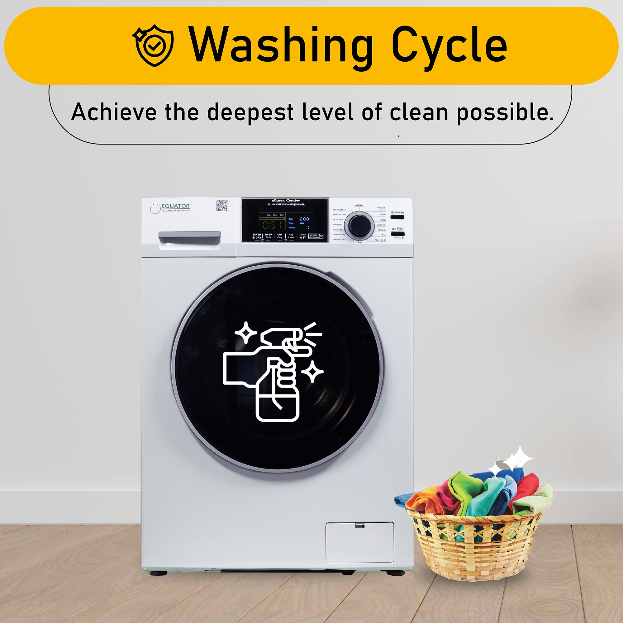 Lavadora Secadora Todo en Uno Compacta para Mascotas de Equator Advanced Appliances, Capacidad 1.62 pies cúbicos, color blanco, Modelo EZ 4600 W