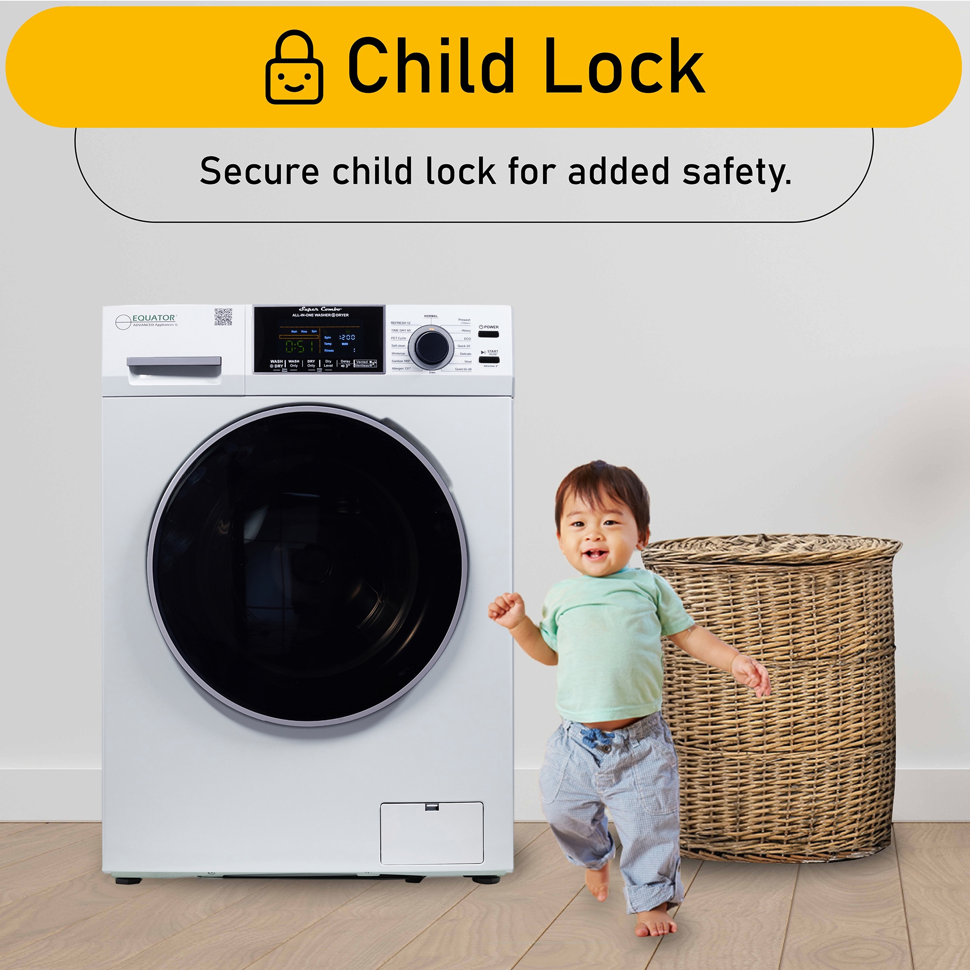 Lavadora Secadora Todo en Uno Compacta para Mascotas de Equator Advanced Appliances, Capacidad 1.62 pies cúbicos, color blanco, Modelo EZ 4600 W