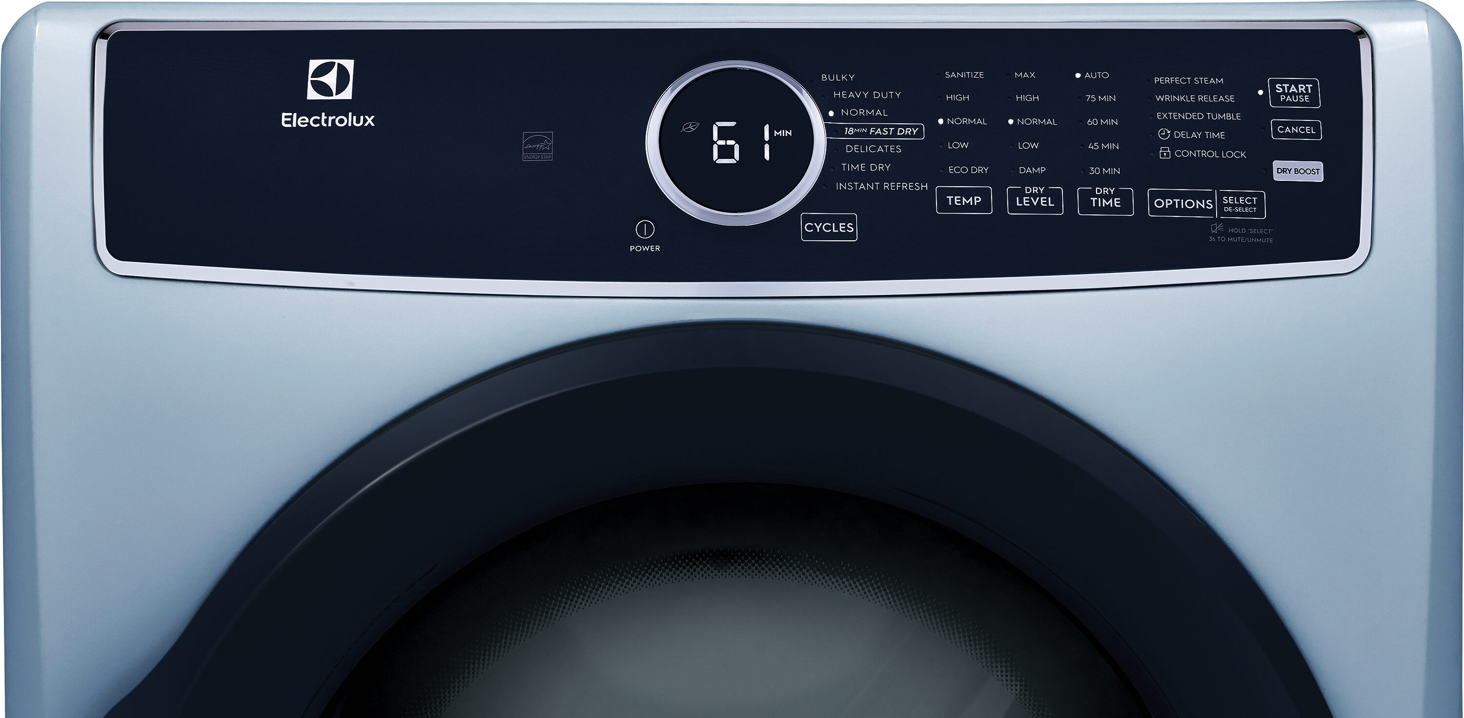 Electrolux 8 Pies Cúbicos Apilable con Ciclo de Vapor y Ventilación en Azul Glaciar - Certificado Energy Star ELFE7437AG