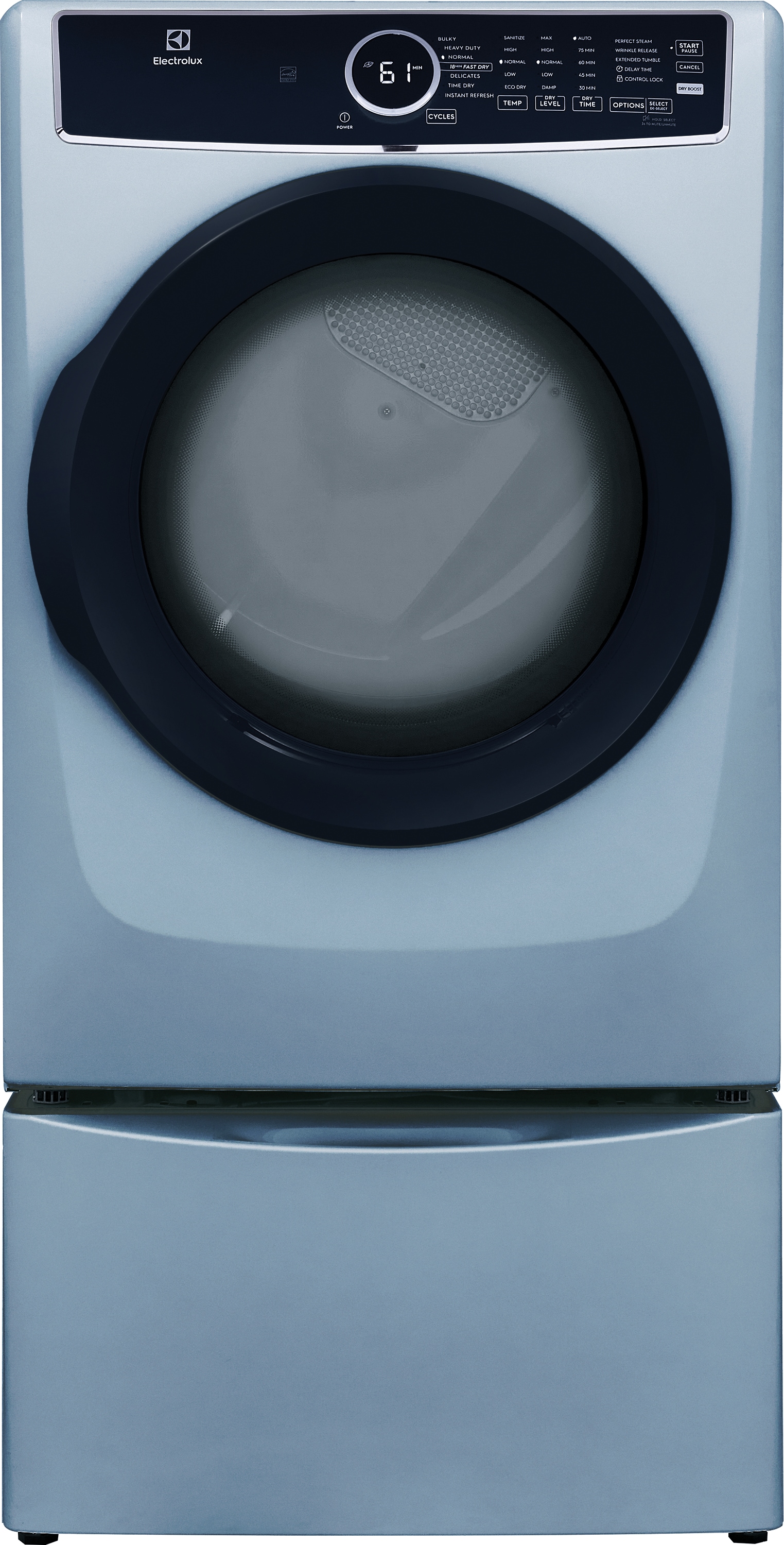 Electrolux 8 Pies Cúbicos Apilable con Ciclo de Vapor y Ventilación en Azul Glaciar - Certificado Energy Star ELFE7437AG