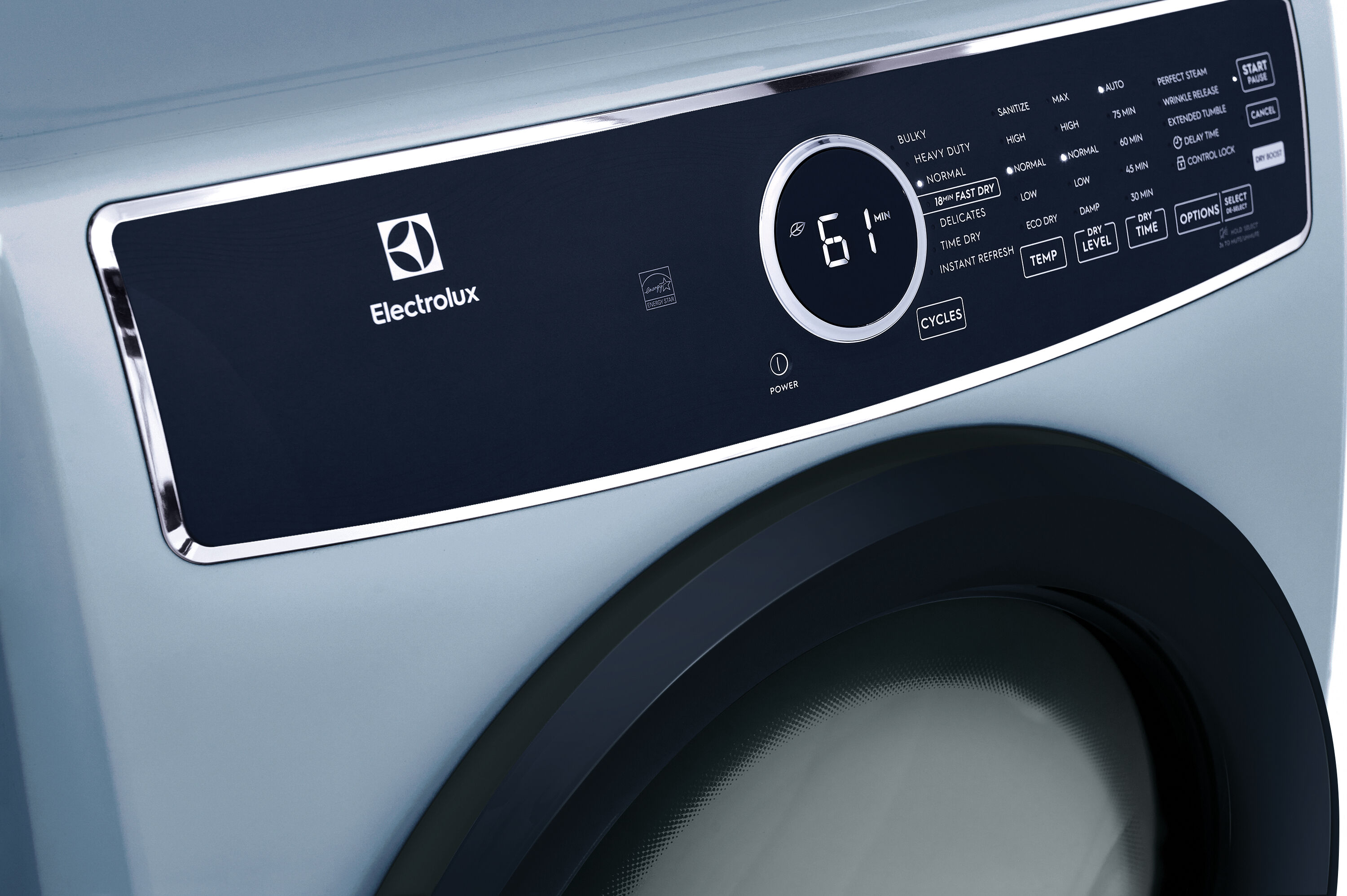 Electrolux 8 Pies Cúbicos Apilable con Ciclo de Vapor y Ventilación en Azul Glaciar - Certificado Energy Star ELFE7437AG