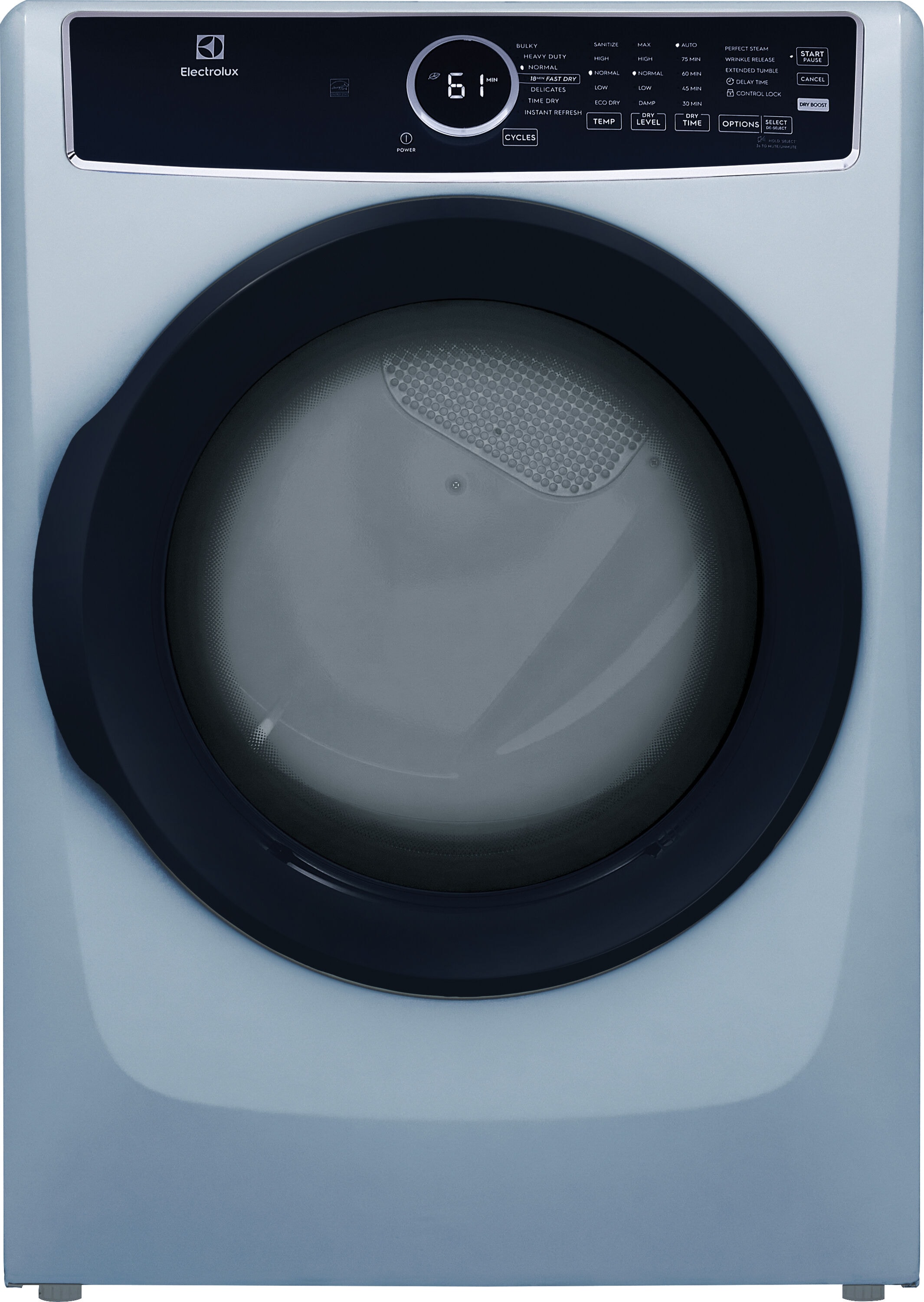 Electrolux 8 Pies Cúbicos Apilable con Ciclo de Vapor y Ventilación en Azul Glaciar - Certificado Energy Star ELFE7437AG