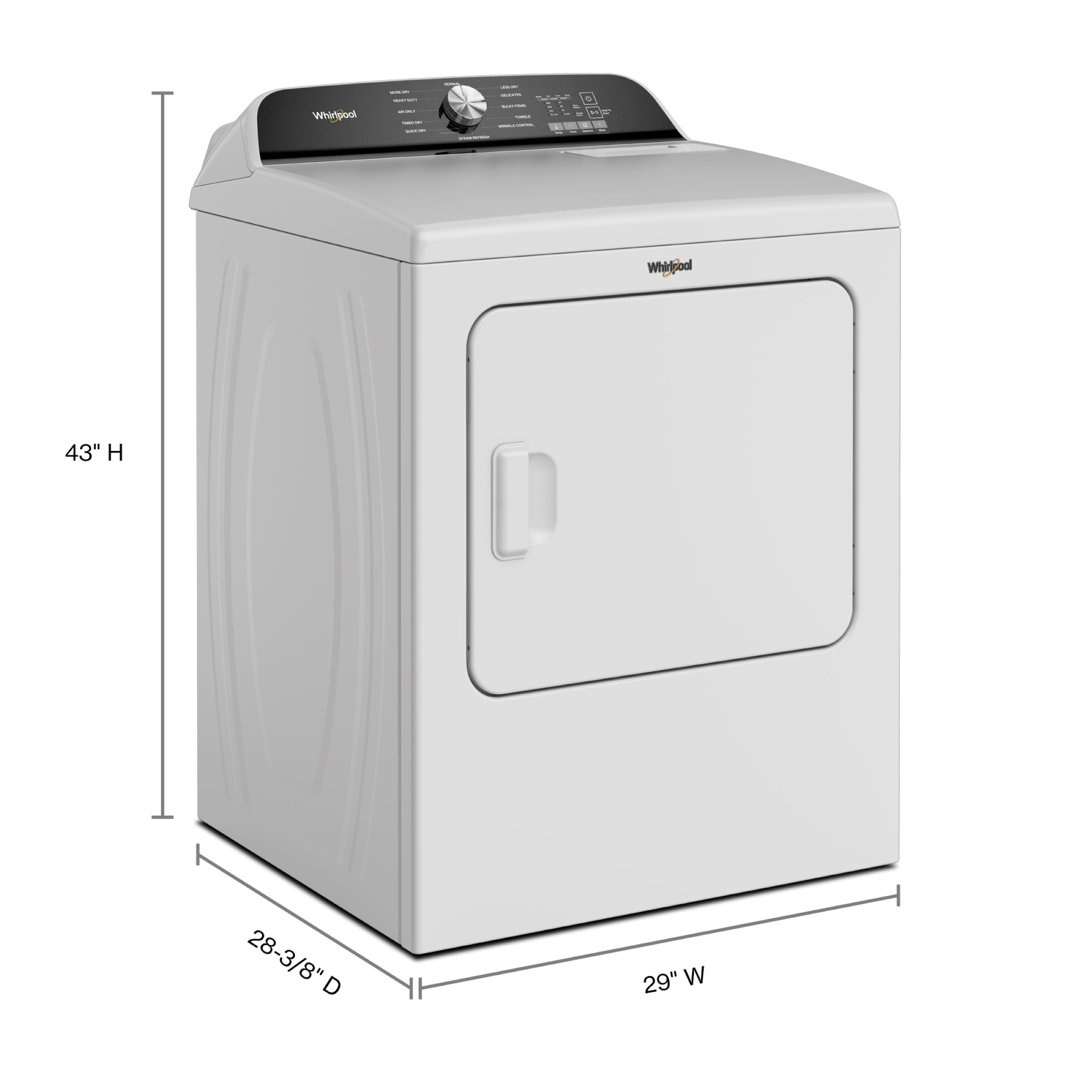 Secadora eléctrica con ciclo de vapor de 7 pies cúbicos de Whirlpool (Blanca) WED6150PW