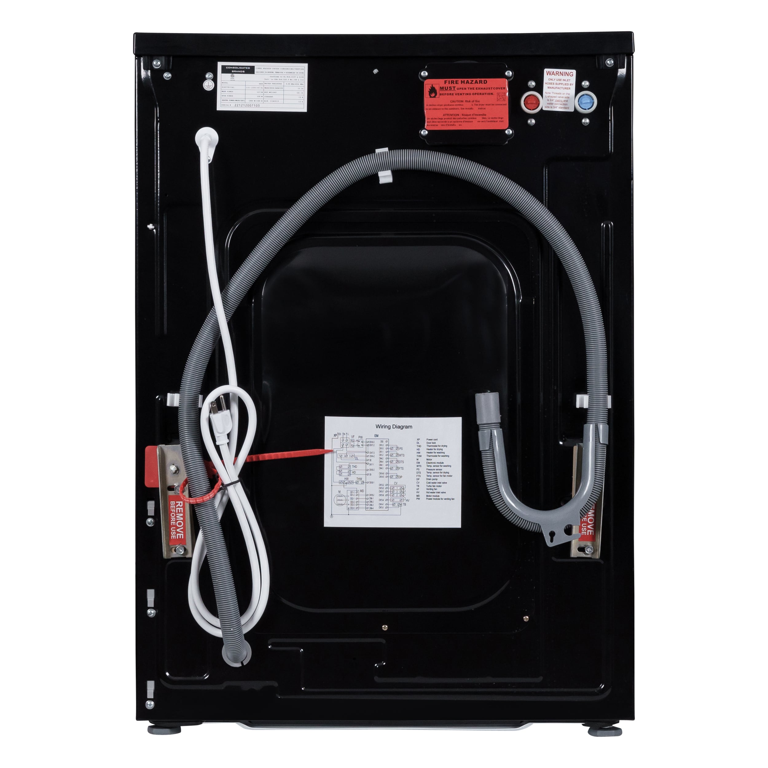 Combo de Lavadora Secadora Todo en Uno Ventilado Negro de Capacidad Compacta de 1.62 pies cúbicos Versión Mascotas para Casa Rodante Equator Advanced Appliances EZ 4600 RV