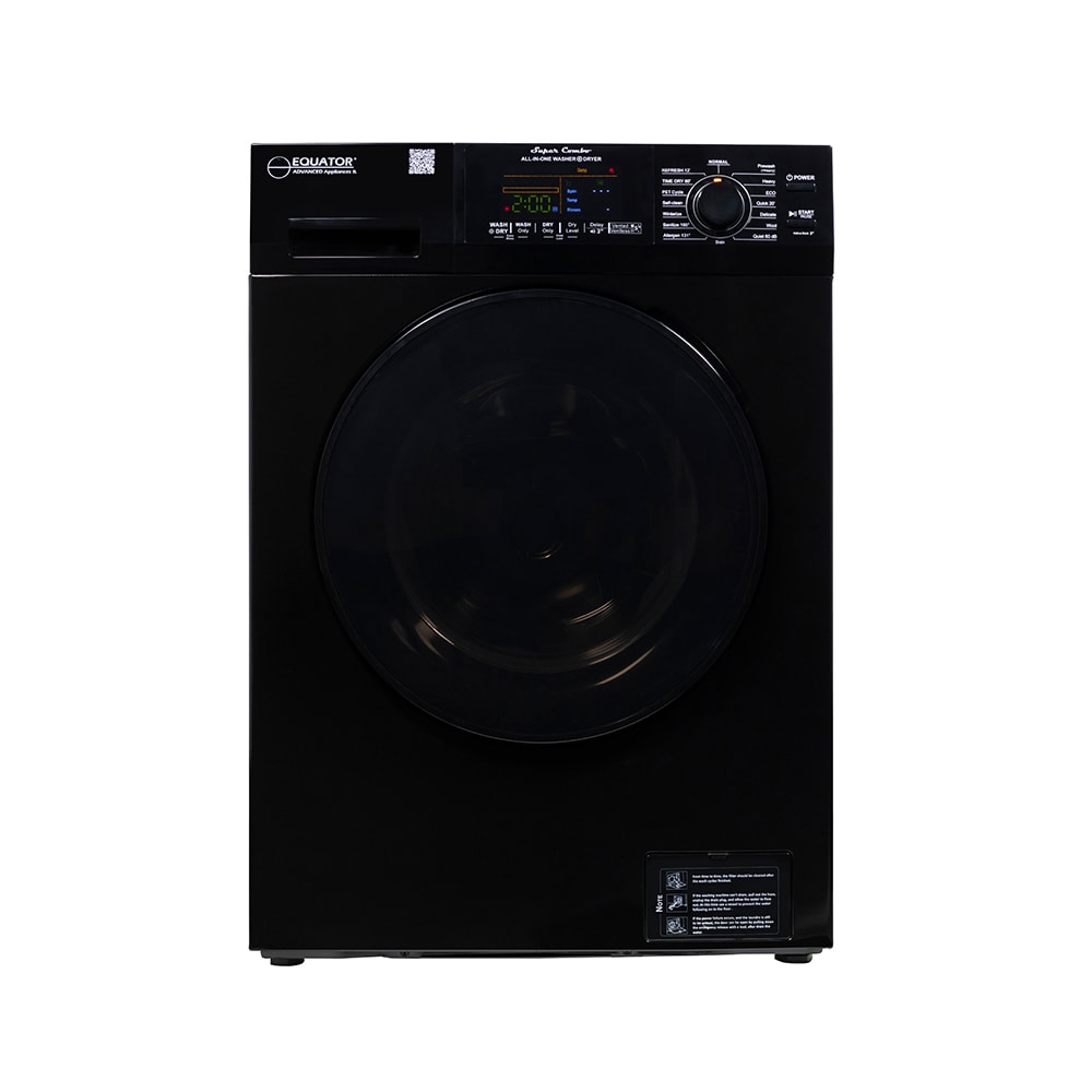 Combo de Lavadora Secadora Todo en Uno Ventilado Negro de Capacidad Compacta de 1.62 pies cúbicos Versión Mascotas para Casa Rodante Equator Advanced Appliances EZ 4600 RV