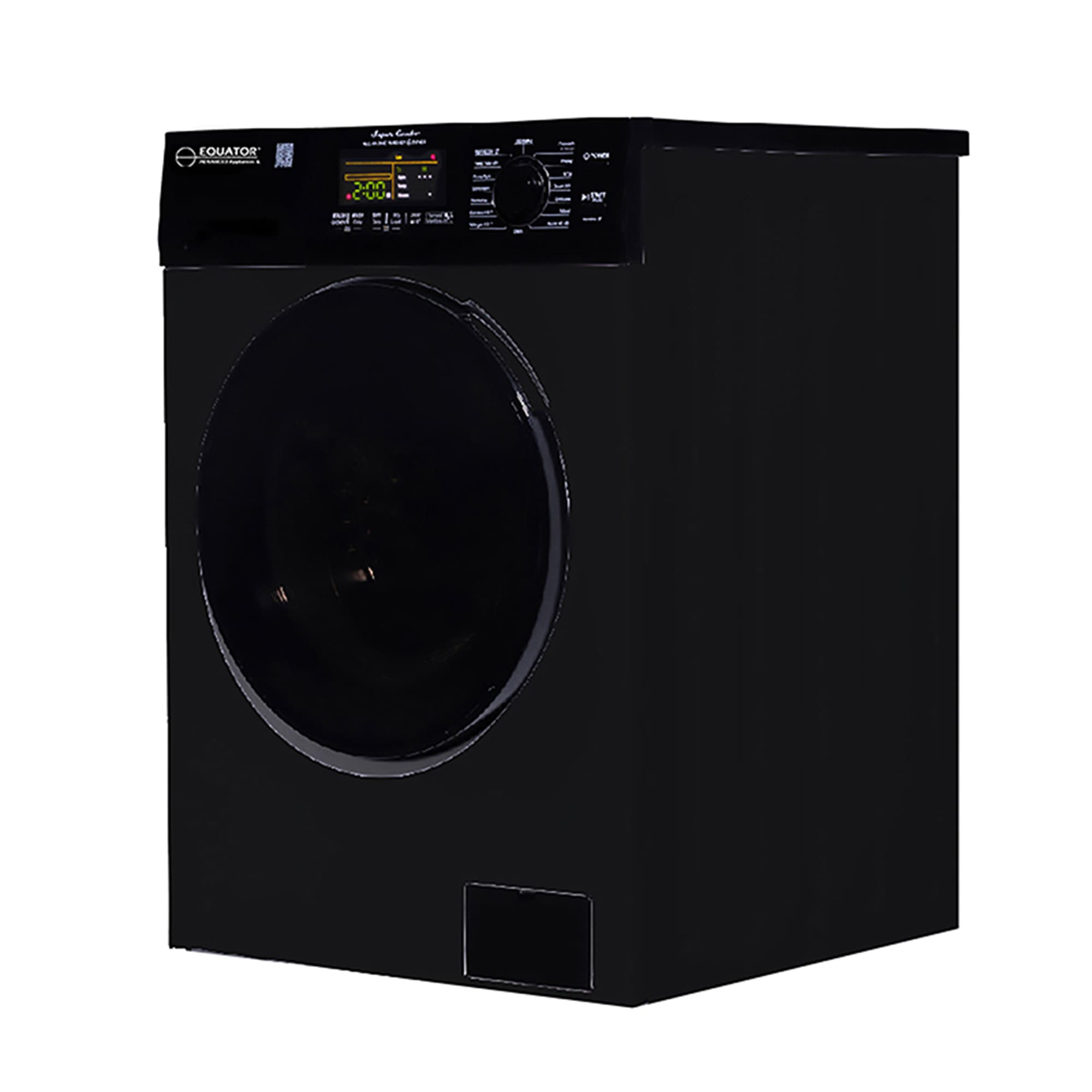 Combo de Lavadora Secadora Todo en Uno Ventilado Negro de Capacidad Compacta de 1.62 pies cúbicos Versión Mascotas para Casa Rodante Equator Advanced Appliances EZ 4600 RV