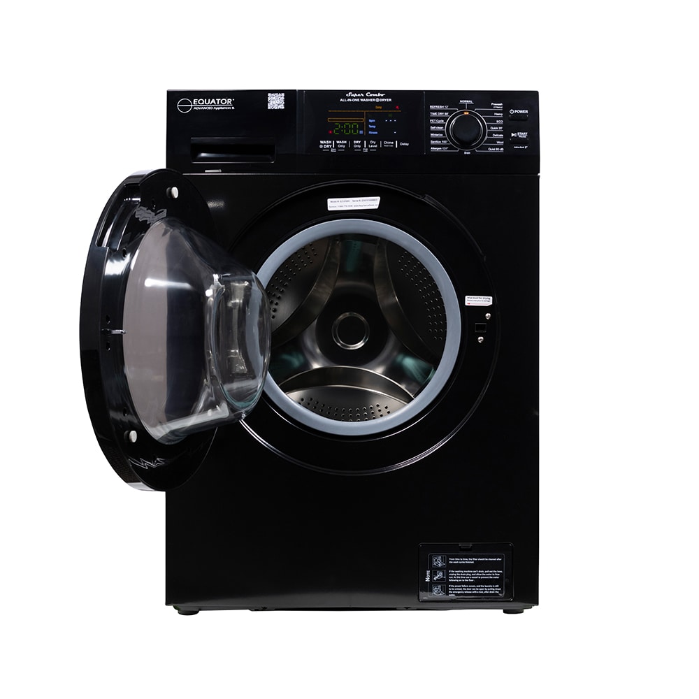 Combo de Lavadora Secadora Todo en Uno Ventilado Negro de Capacidad Compacta de 1.62 pies cúbicos Versión Mascotas para Casa Rodante Equator Advanced Appliances EZ 4600 RV