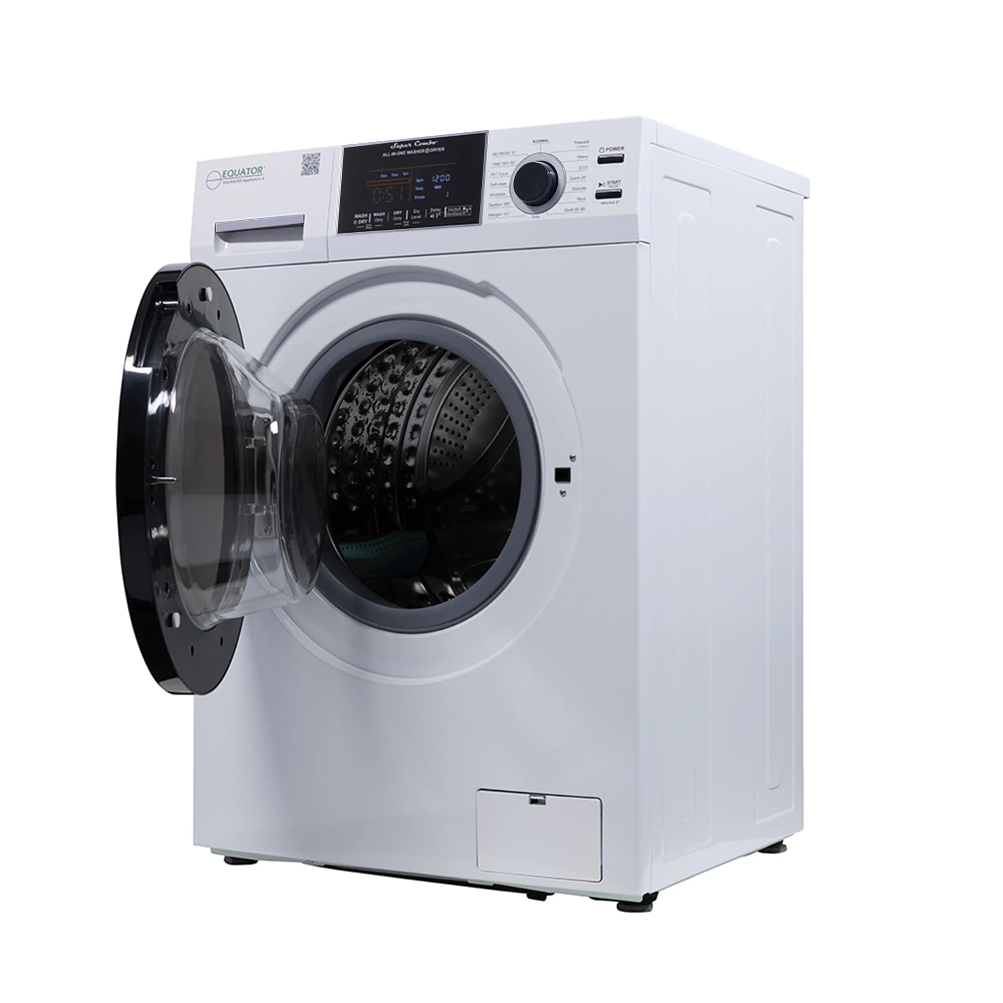 Combo Lavasecadora todo en uno para mascotas de RV de Equator Advanced Appliances, versión compacta con capacidad de 1.62 pies cúbicos en color blanco y ventilación EZ 4600 RV