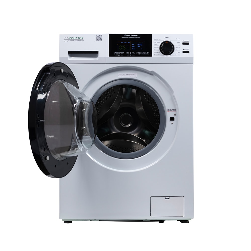 Combo Lavasecadora todo en uno para mascotas de RV de Equator Advanced Appliances, versión compacta con capacidad de 1.62 pies cúbicos en color blanco y ventilación EZ 4600 RV