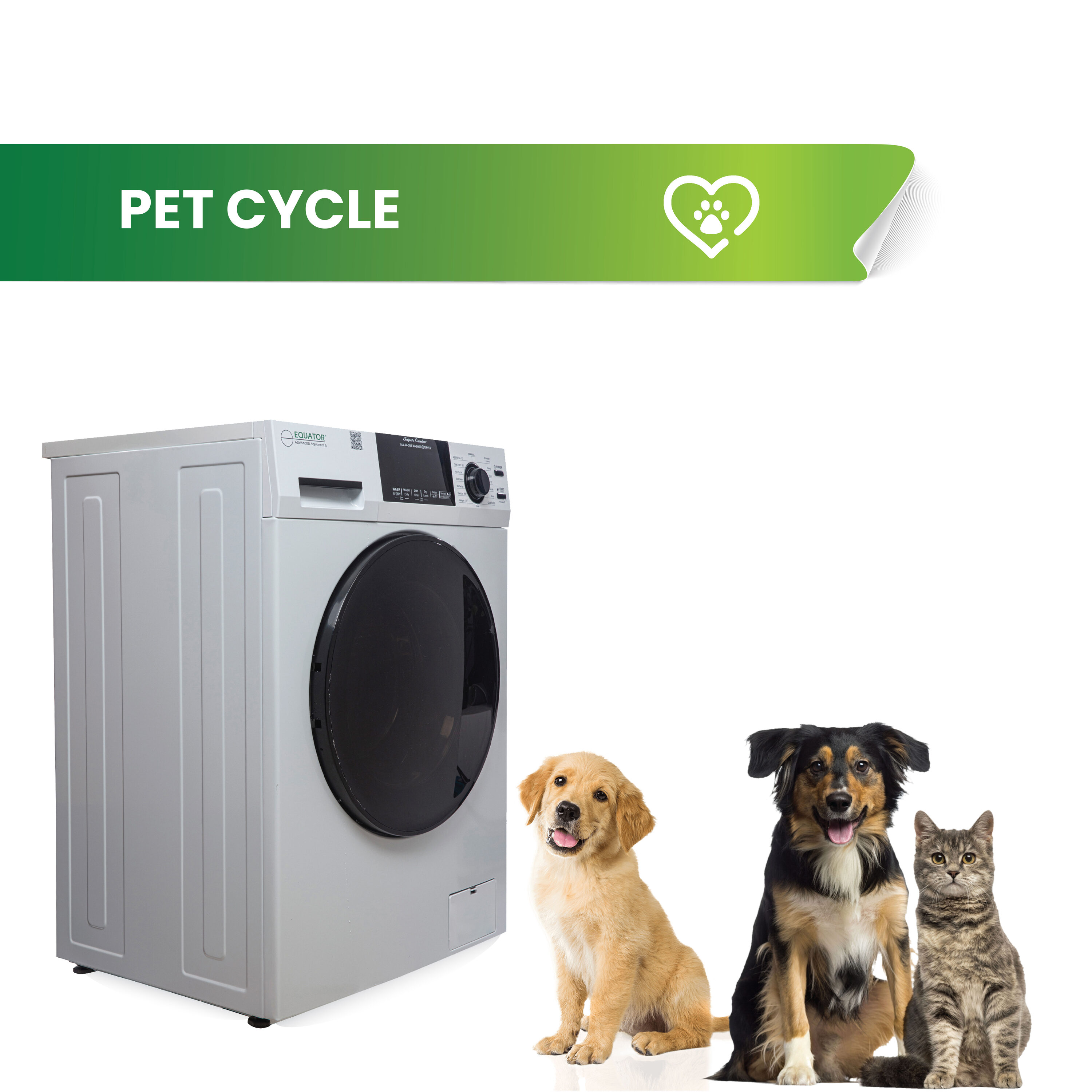 Combo Lavasecadora todo en uno para mascotas de RV de Equator Advanced Appliances, versión compacta con capacidad de 1.62 pies cúbicos en color blanco y ventilación EZ 4600 RV