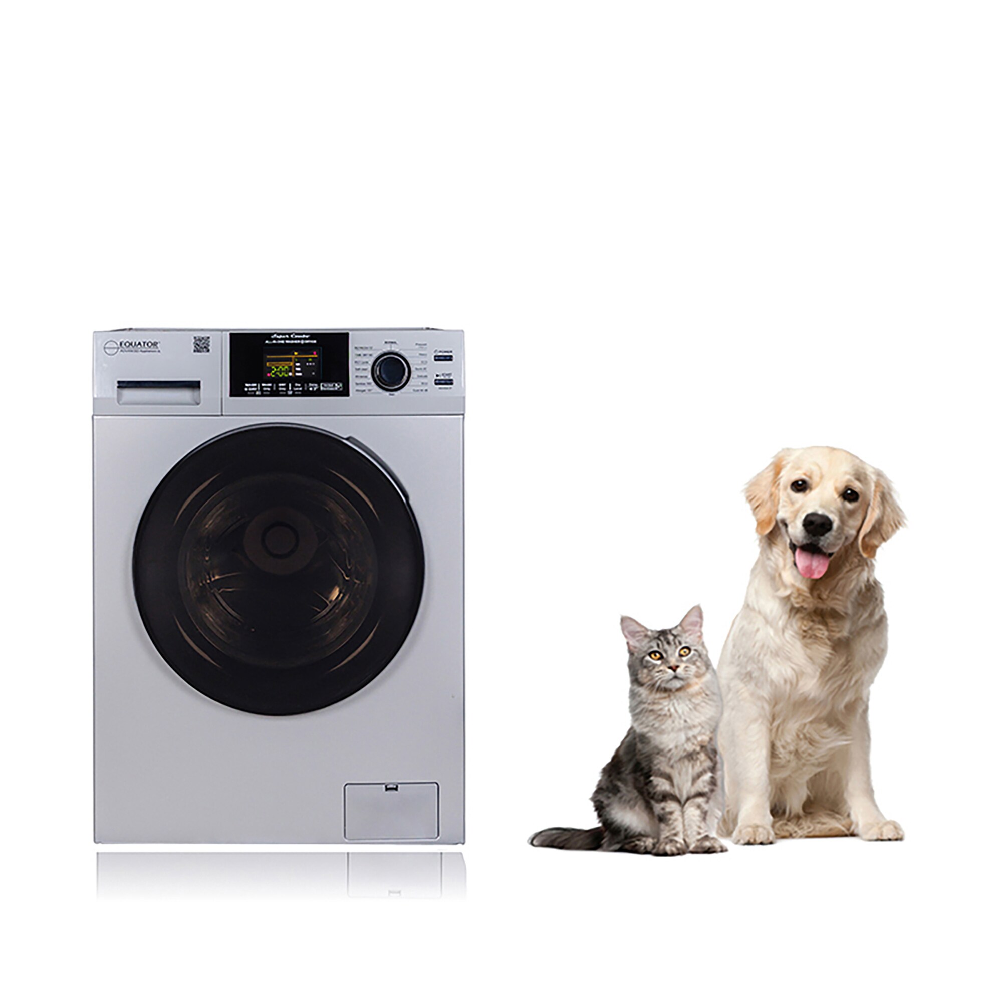 Combo Lavadora Secadora Todo en Uno para Mascotas en RV de Capacidad Compacta de 1.62 pies cúbicos en Plata con Ventilación Equator Advanced Appliances EZ 4600 RV
