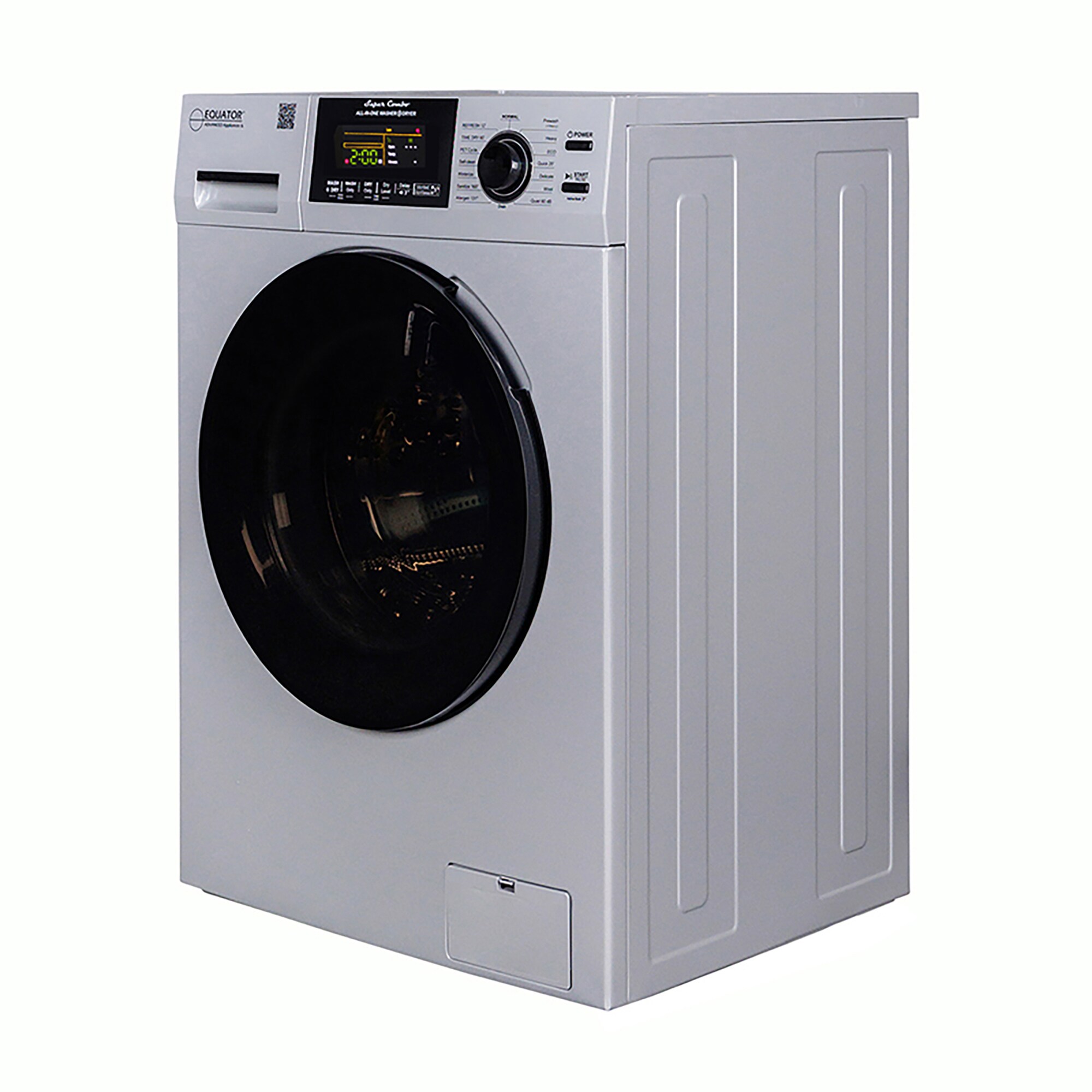 Combo Lavadora Secadora Todo en Uno para Mascotas en RV de Capacidad Compacta de 1.62 pies cúbicos en Plata con Ventilación Equator Advanced Appliances EZ 4600 RV