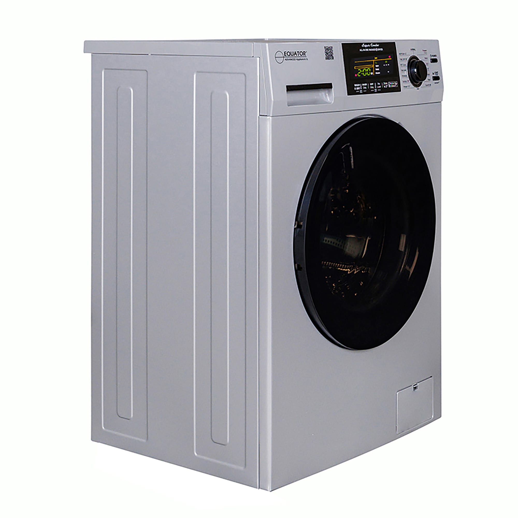 Combo Lavadora Secadora Todo en Uno para Mascotas en RV de Capacidad Compacta de 1.62 pies cúbicos en Plata con Ventilación Equator Advanced Appliances EZ 4600 RV