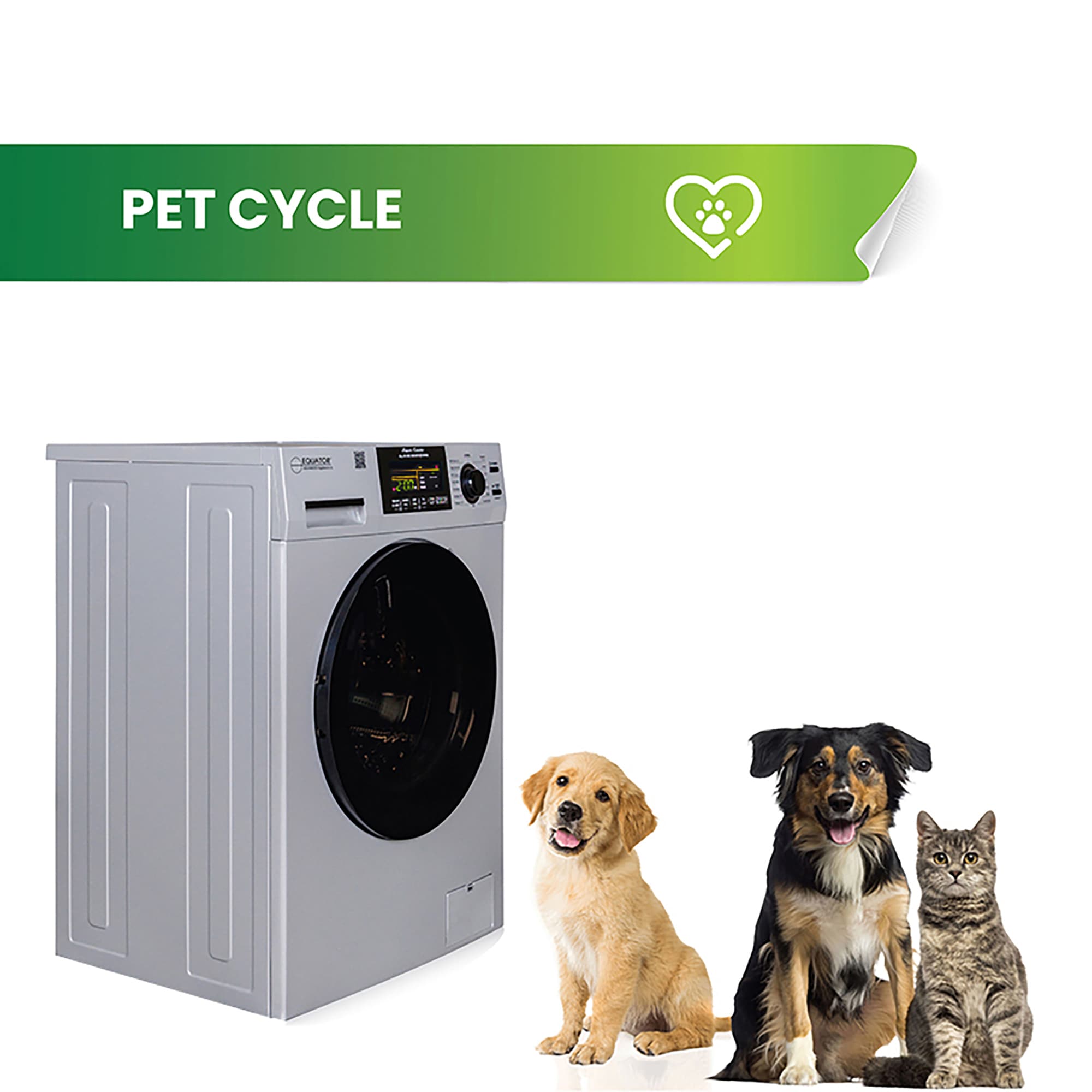 Combo Lavadora Secadora Todo en Uno para Mascotas en RV de Capacidad Compacta de 1.62 pies cúbicos en Plata con Ventilación Equator Advanced Appliances EZ 4600 RV