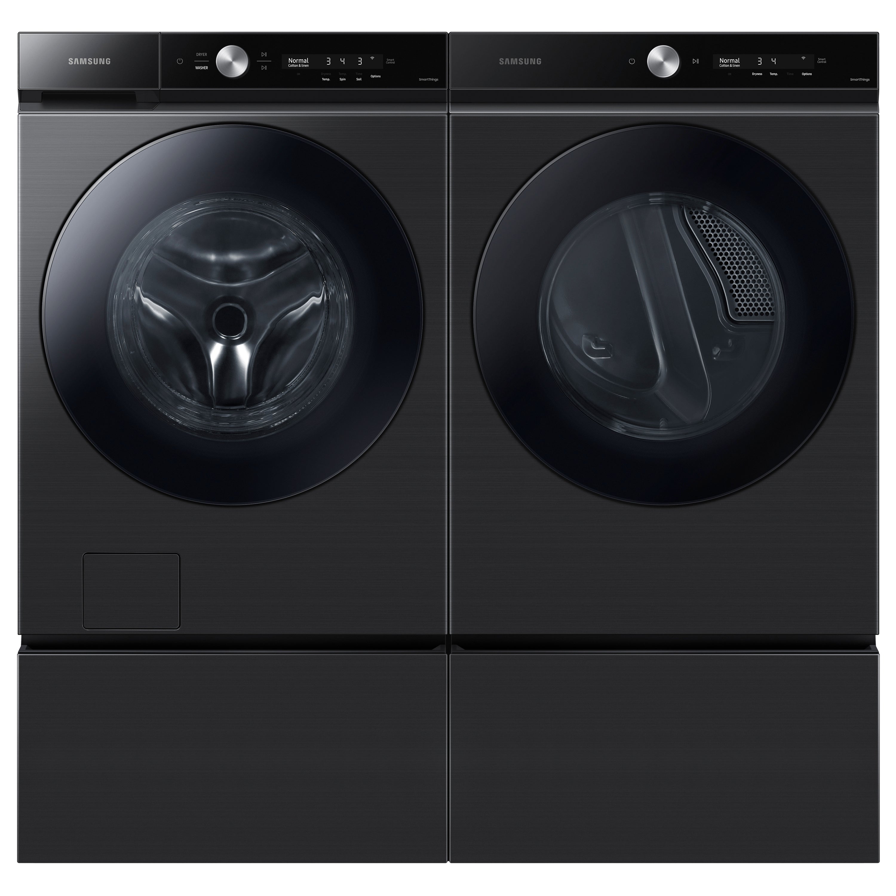 Secadora eléctrica apilable Samsung de 7.6 pies cúbicos con ciclo de vapor y ventilación (Negro Mate) Certificada por Energy Star DVE53BB8700V