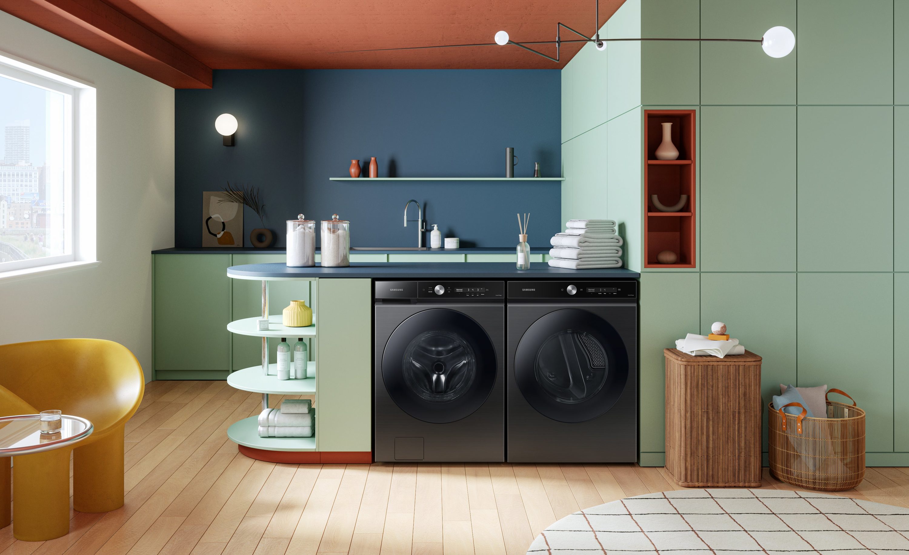 Secadora eléctrica apilable Samsung de 7.6 pies cúbicos con ciclo de vapor y ventilación (Negro Mate) Certificada por Energy Star DVE53BB8700V