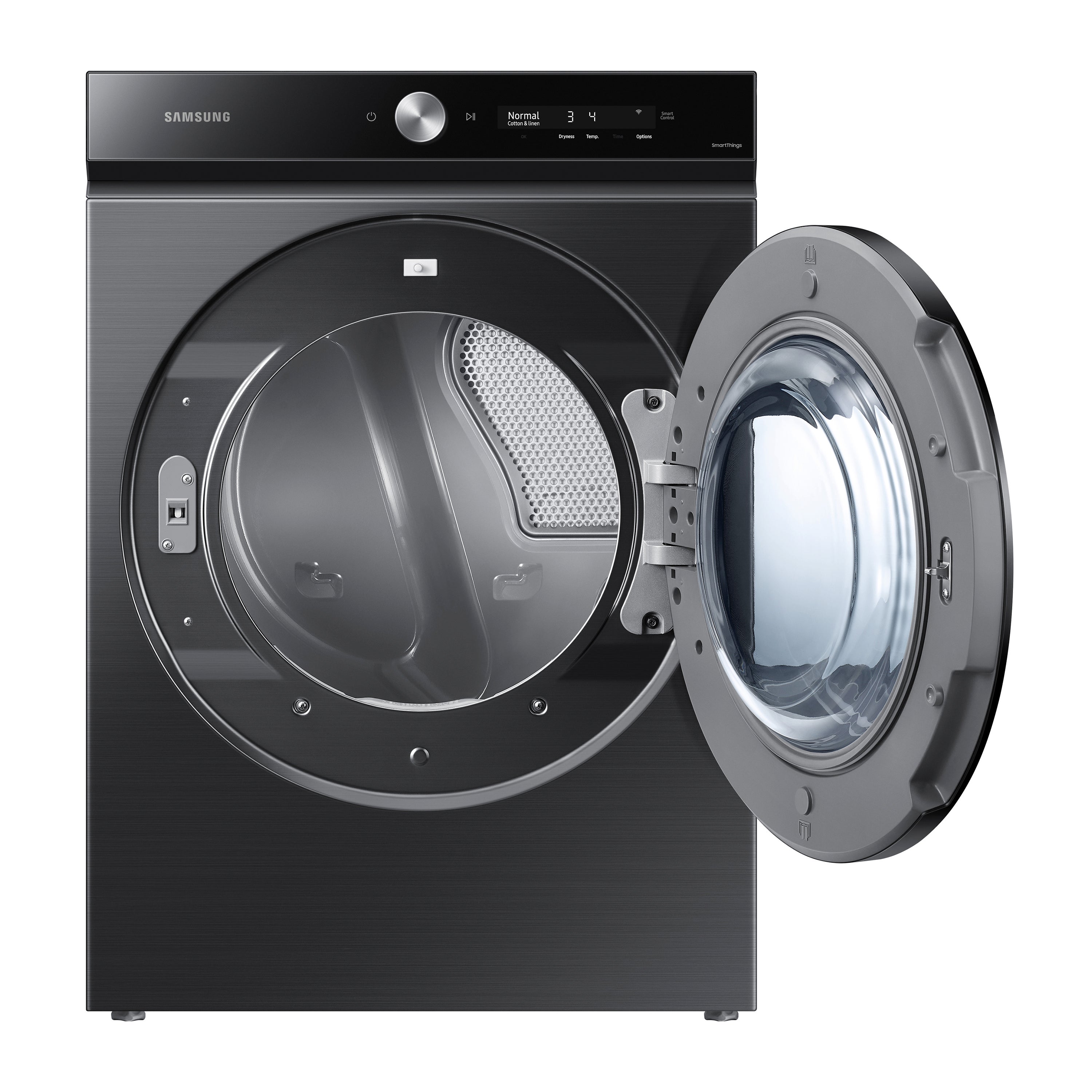 Secadora eléctrica apilable Samsung de 7.6 pies cúbicos con ciclo de vapor y ventilación (Negro Mate) Certificada por Energy Star DVE53BB8700V